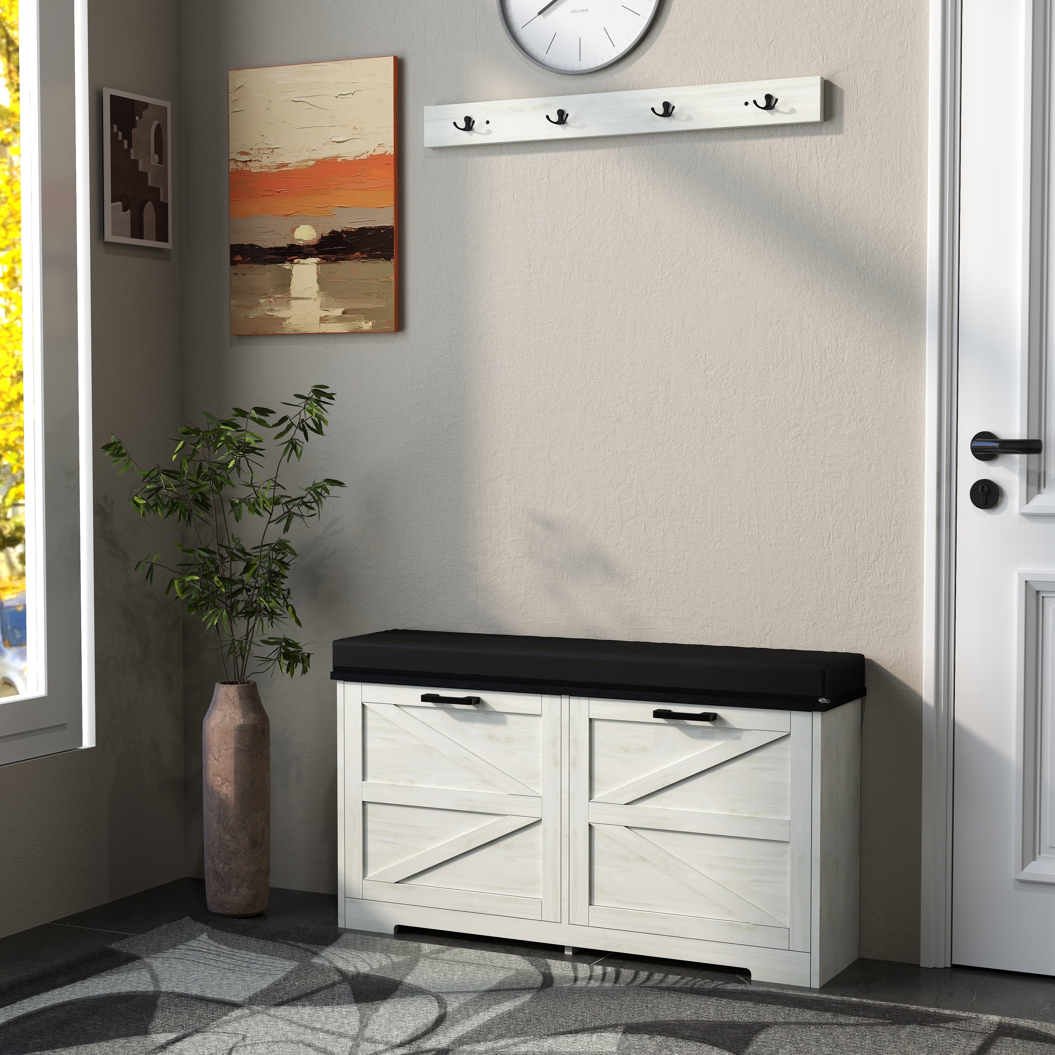 Farmhouse Shoe Storage Bench