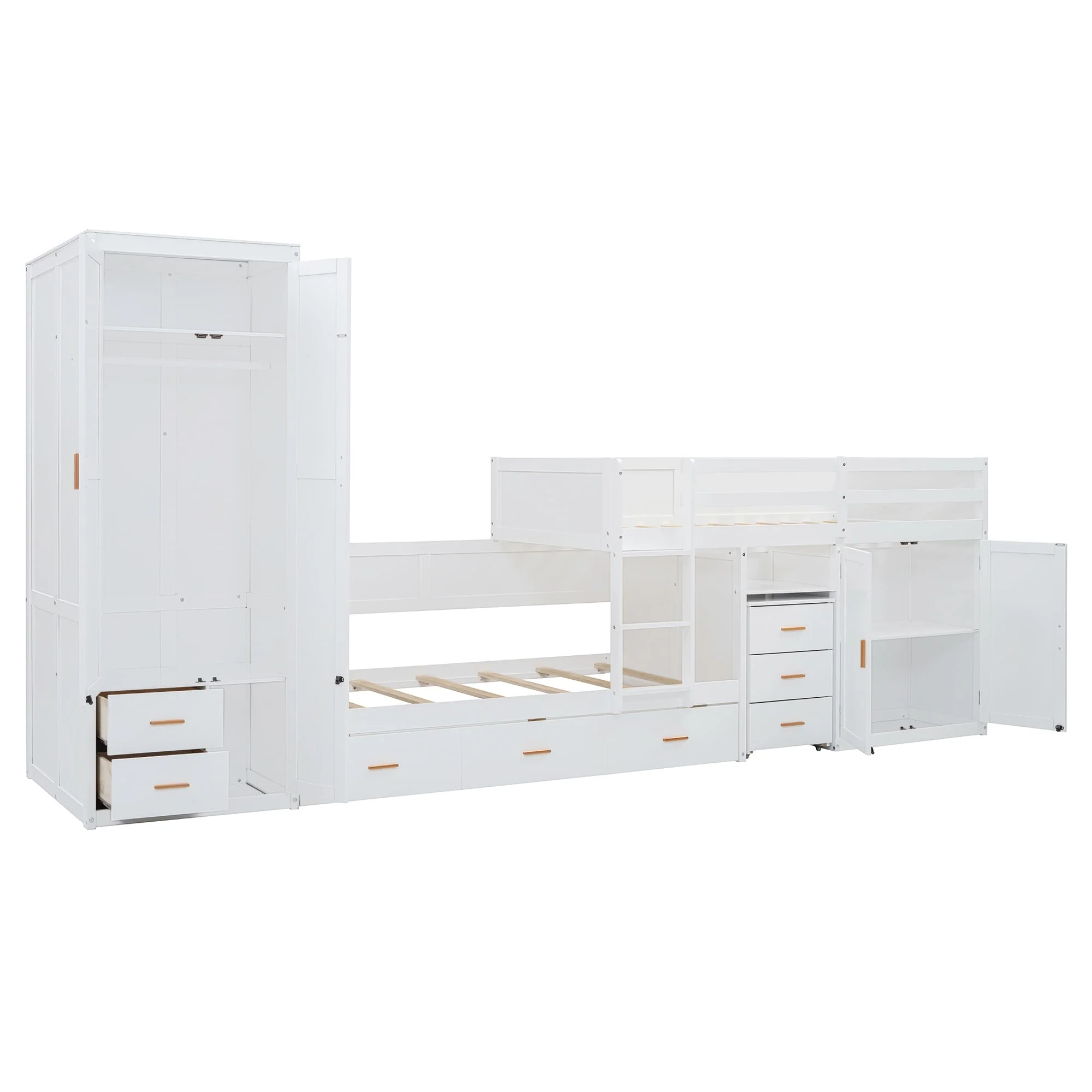 Wooden Bunk Bed with Trundle