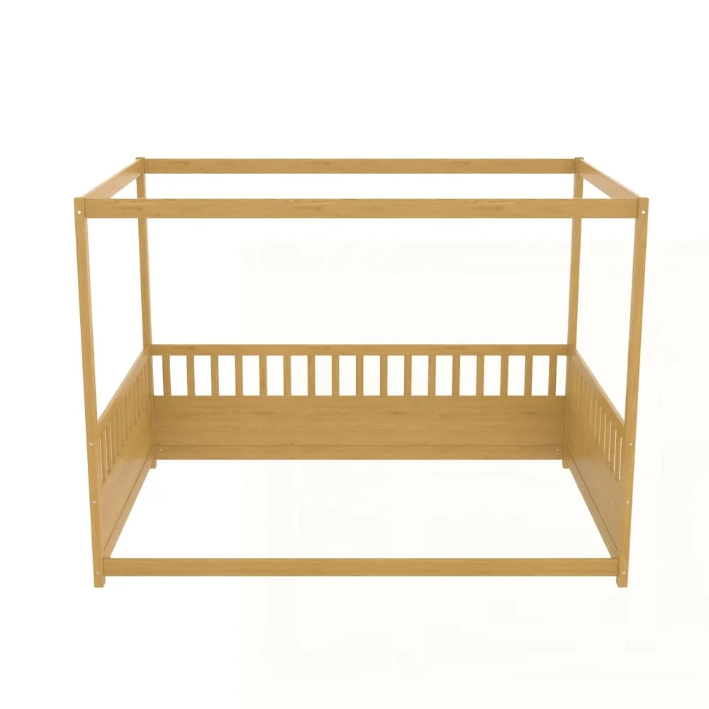 Canopy Bed Frame with Guardrails