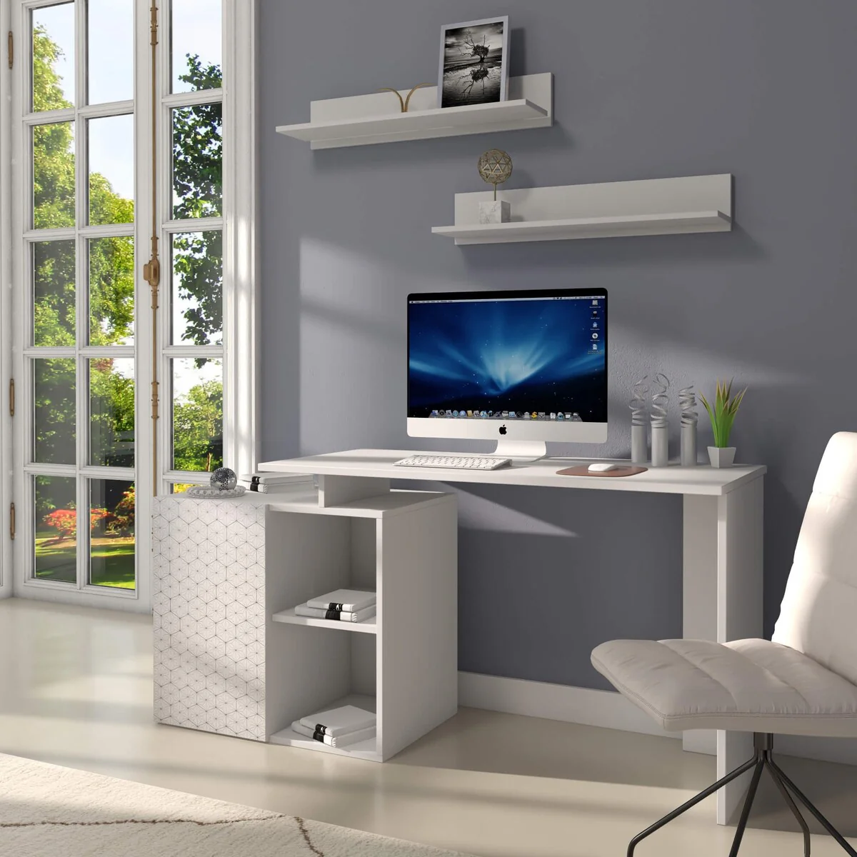 Vito White Corner Desk