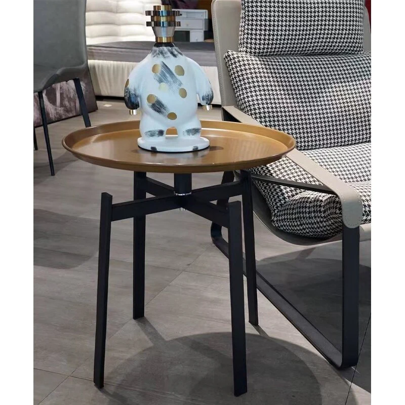 Metal round side table in Bronze