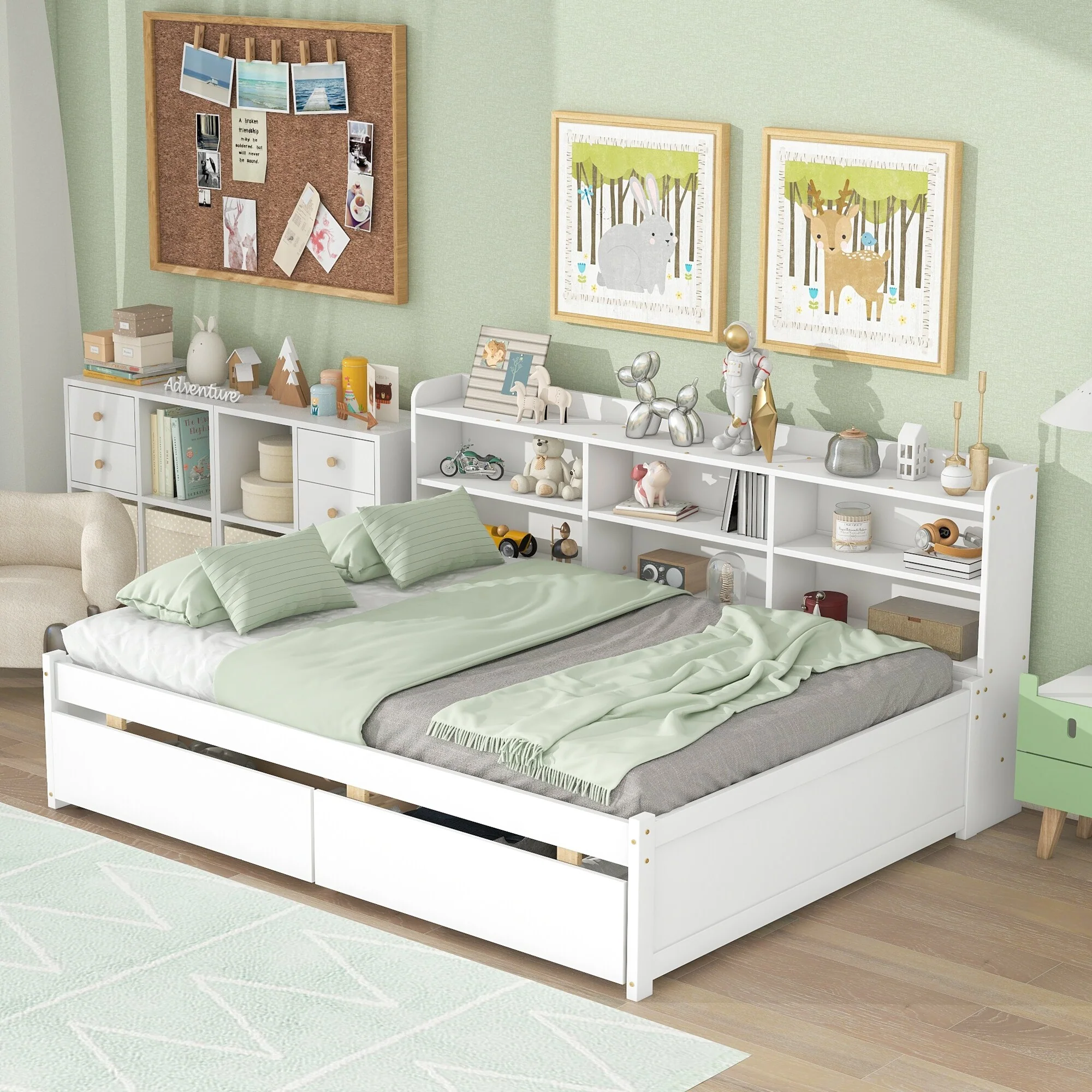 Bed with Side Bookcase