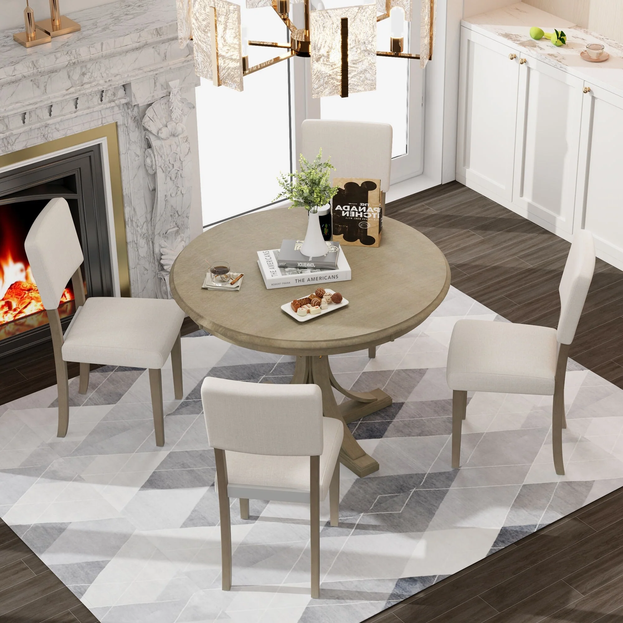 5-Piece Retro Round Dining Table Set