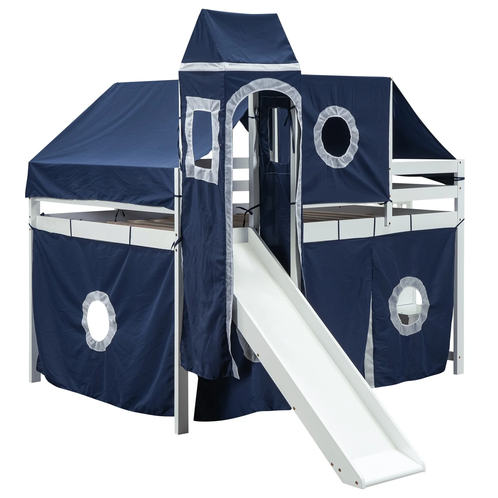 Loft Bed with Tent and Tower - Blue