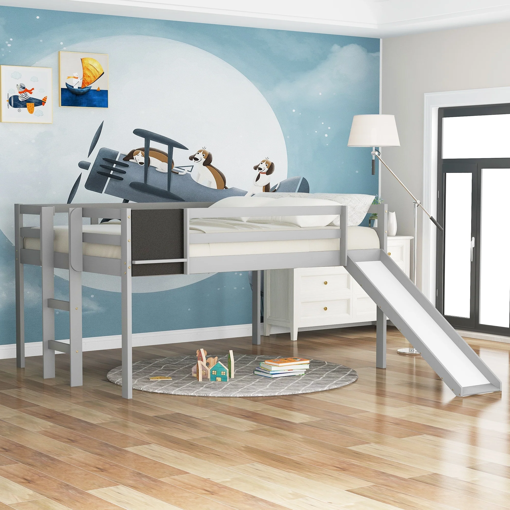 Loft Bed Wood Bed with Slide