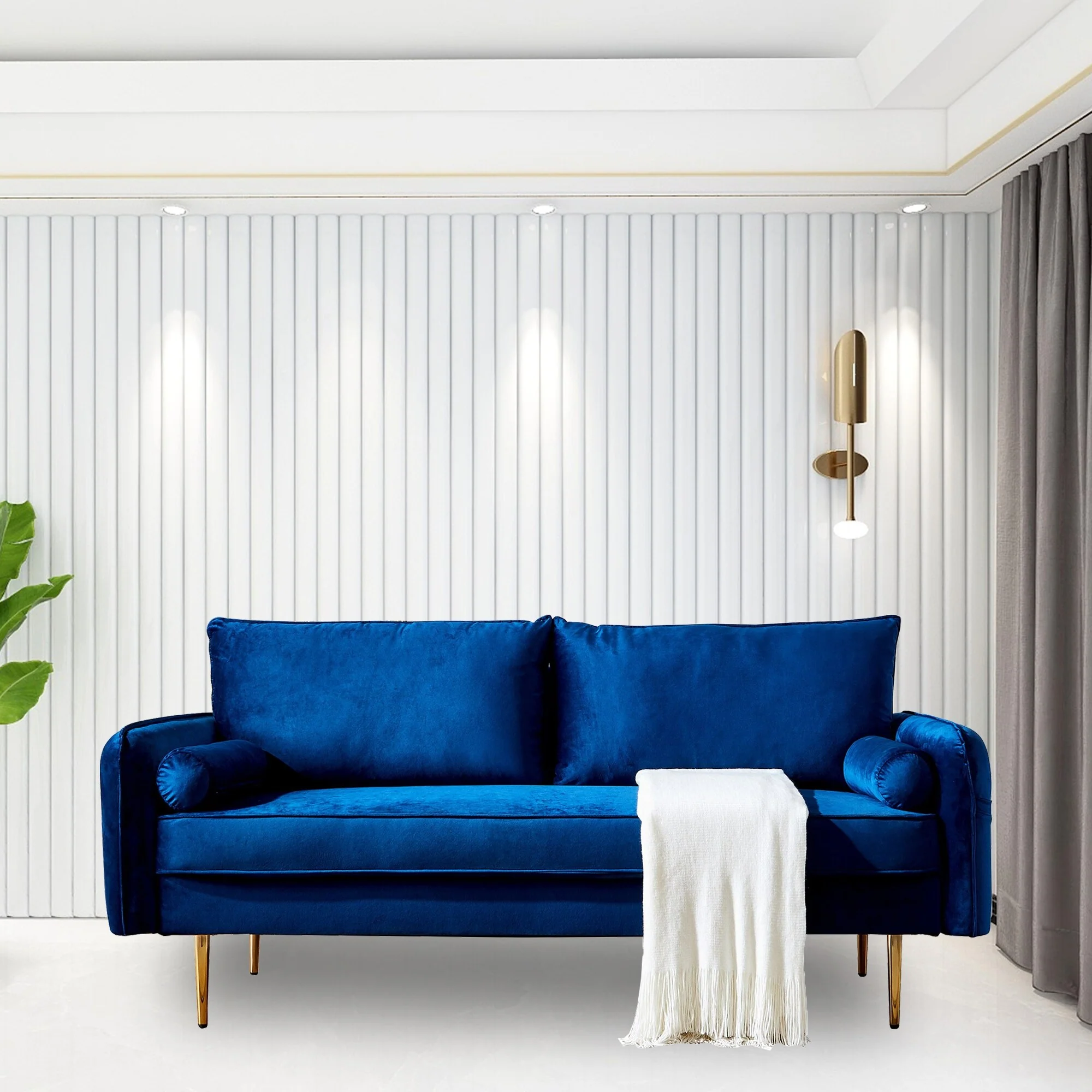 Velvet Fabric sofa with pocket