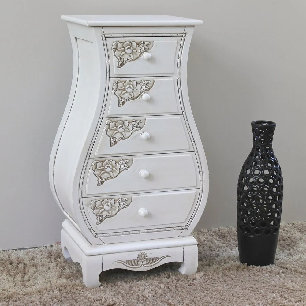 Windsor Carved 5-Drawer Bombay Chest