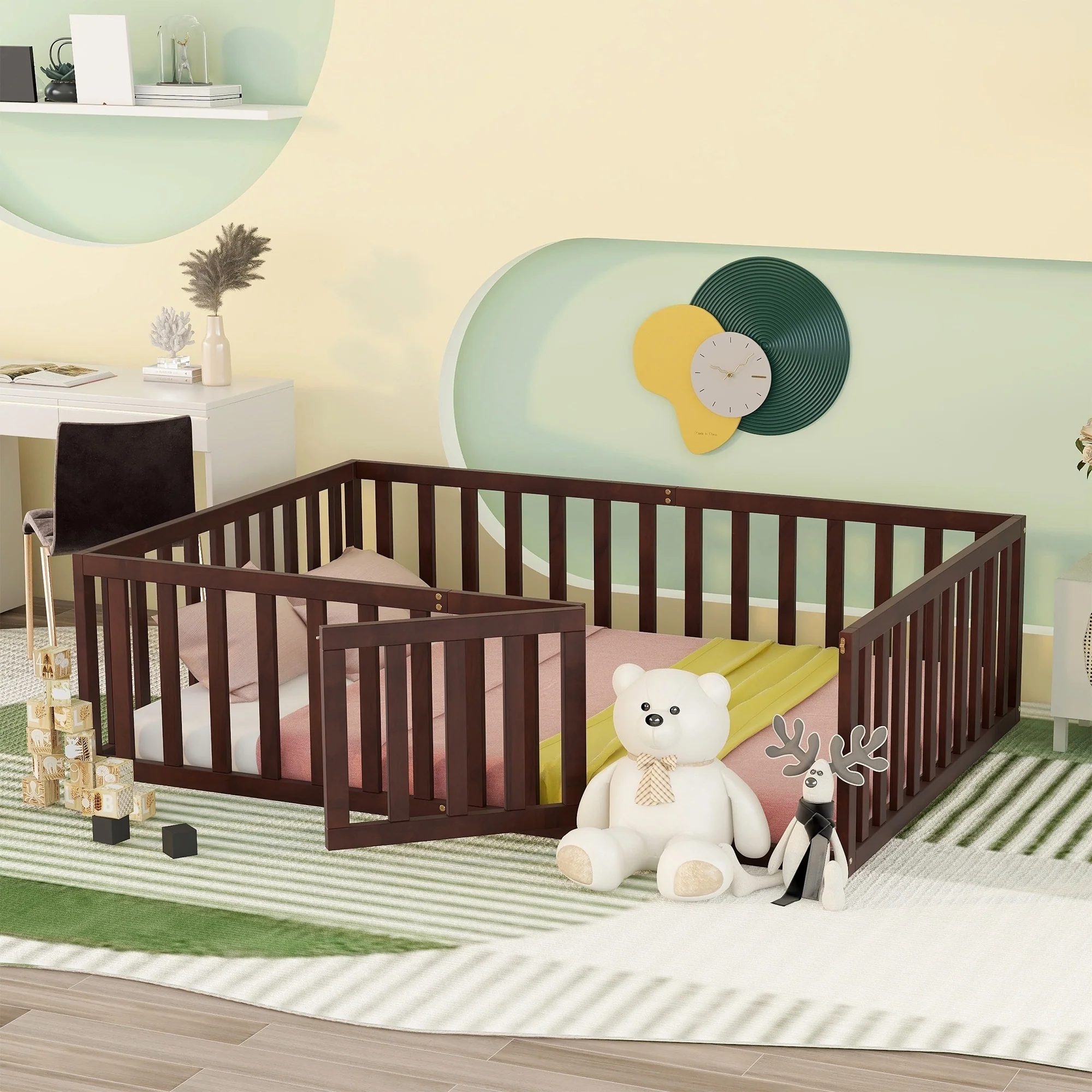 Wood Daybed Frame with Fence