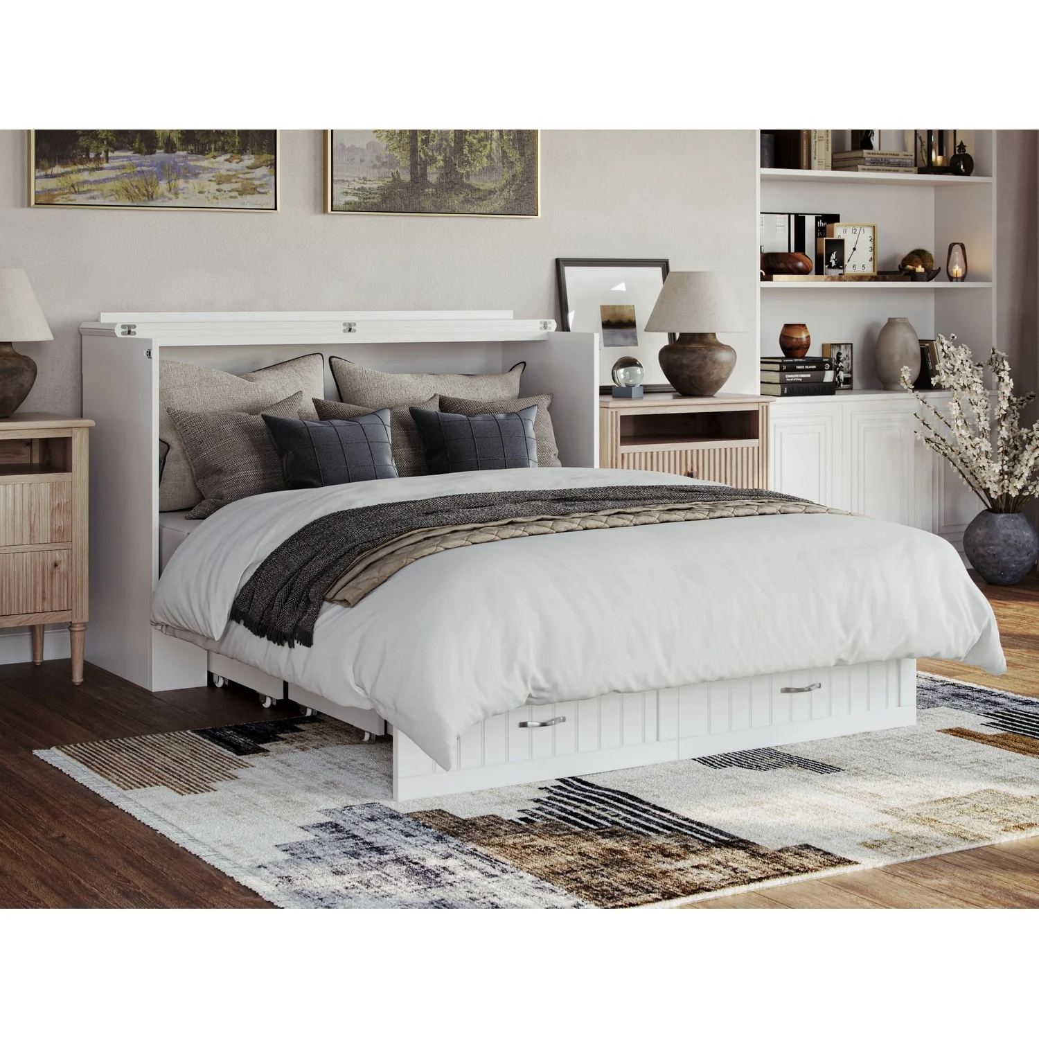 Aspen Queen Murphy Bed Chest with Mattress