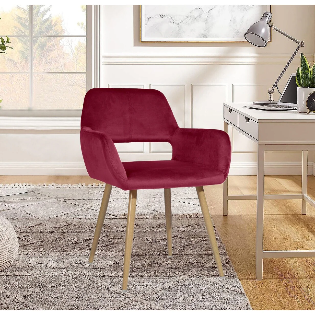 Velvet Desk Chair No Wheels