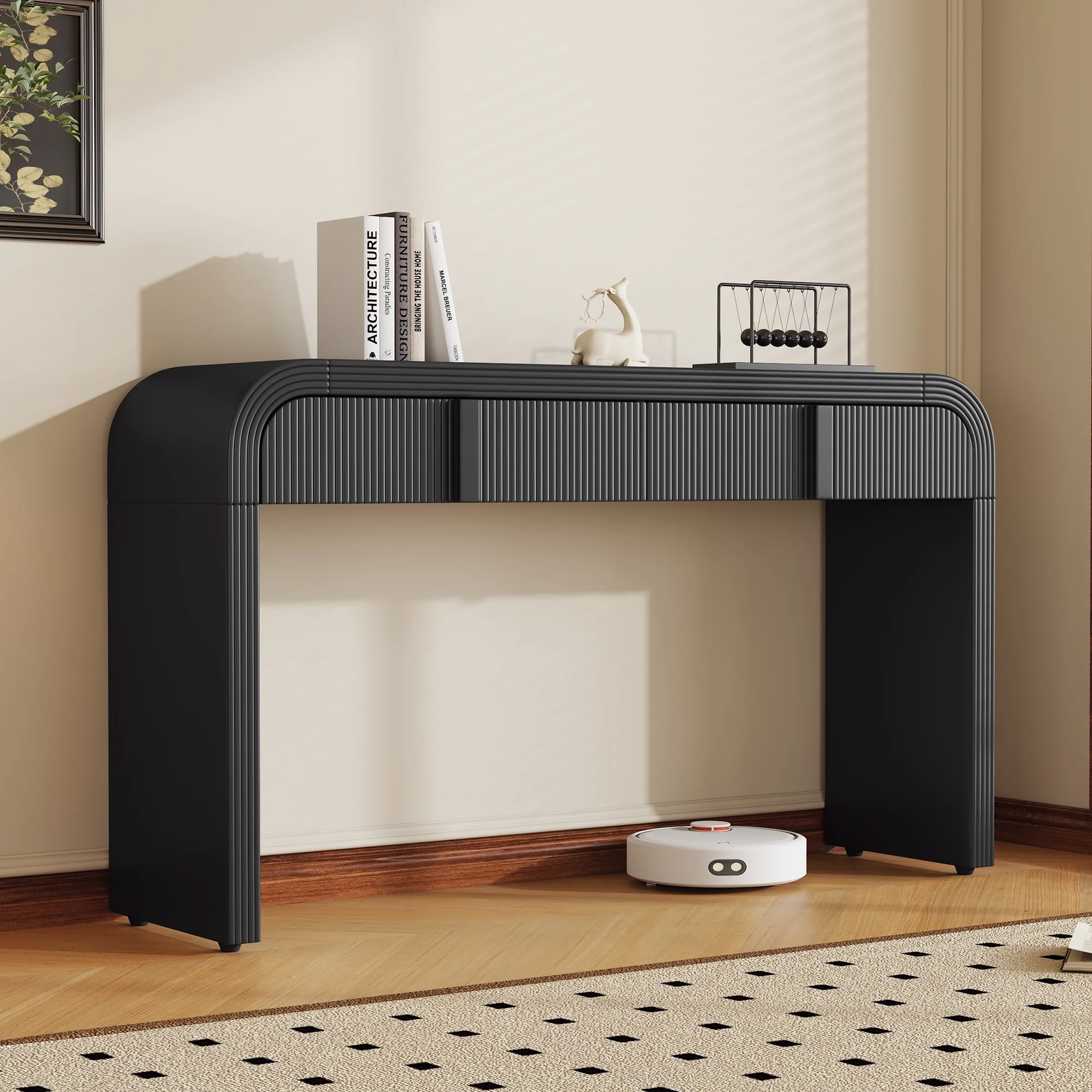 Rounded Console Table with 2 Drawers