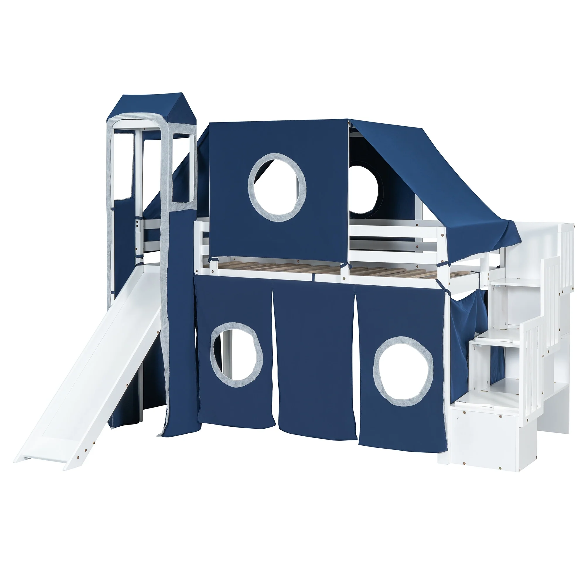 Loft Bed with Tent and Tower - Blue