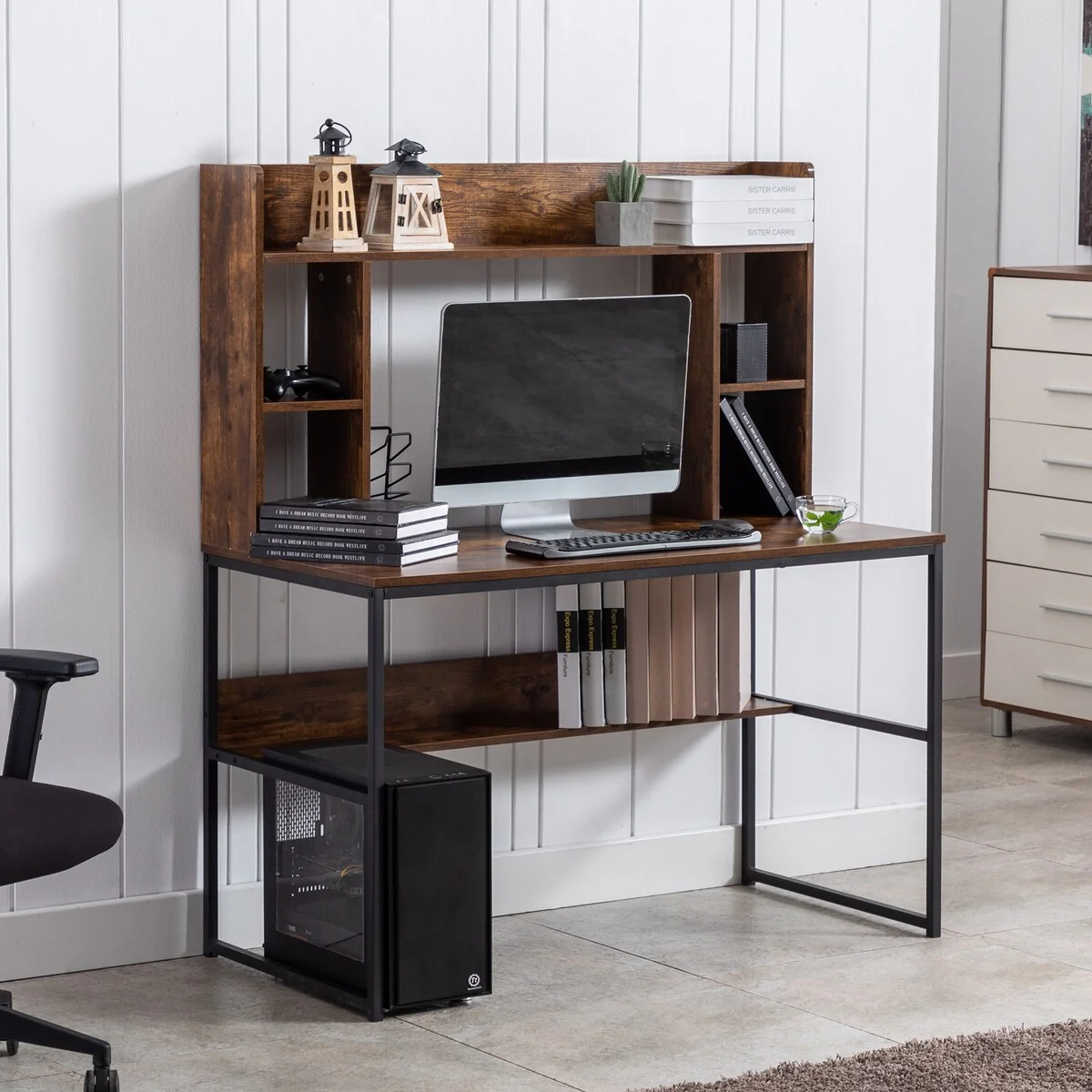 47 Inch Study Table with Hutch