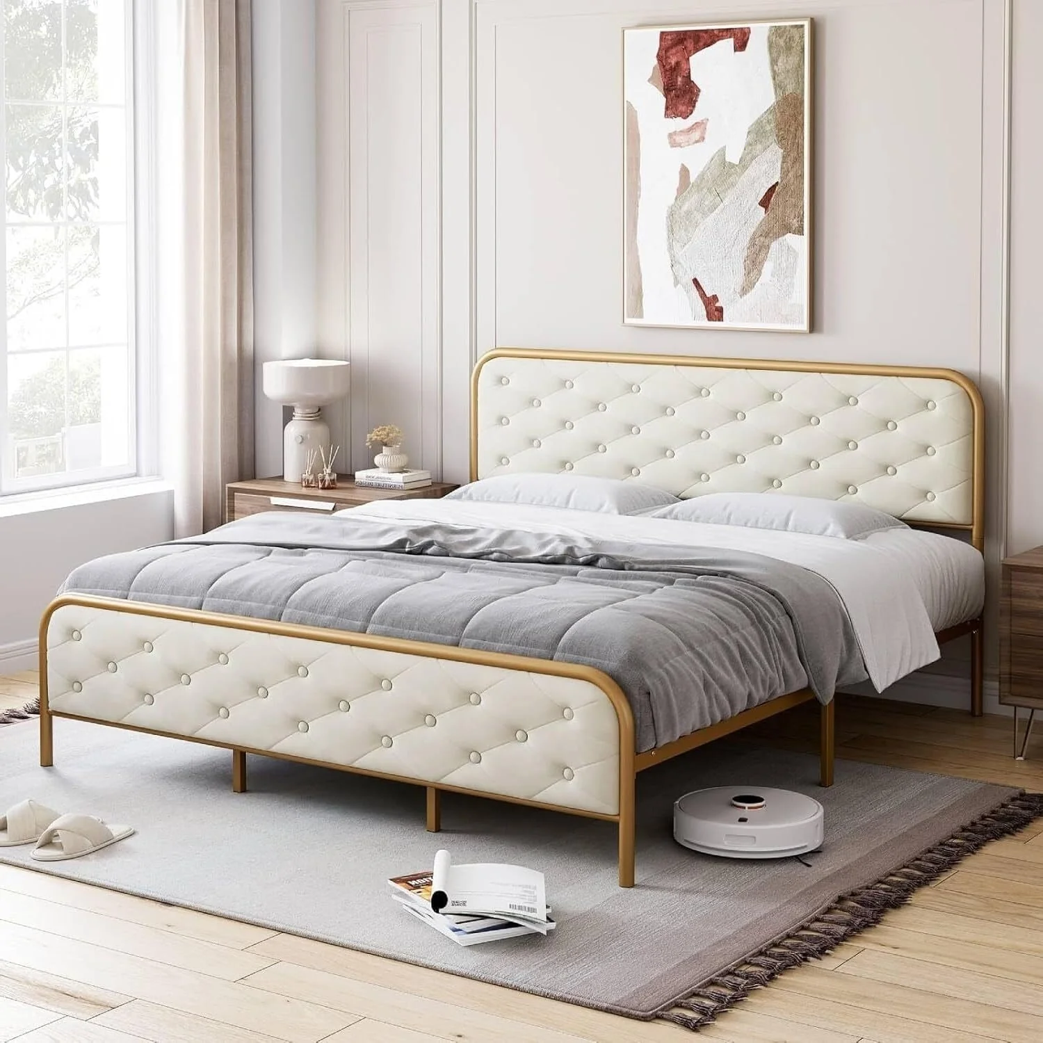 Queen Size Bed Frame with Headboard