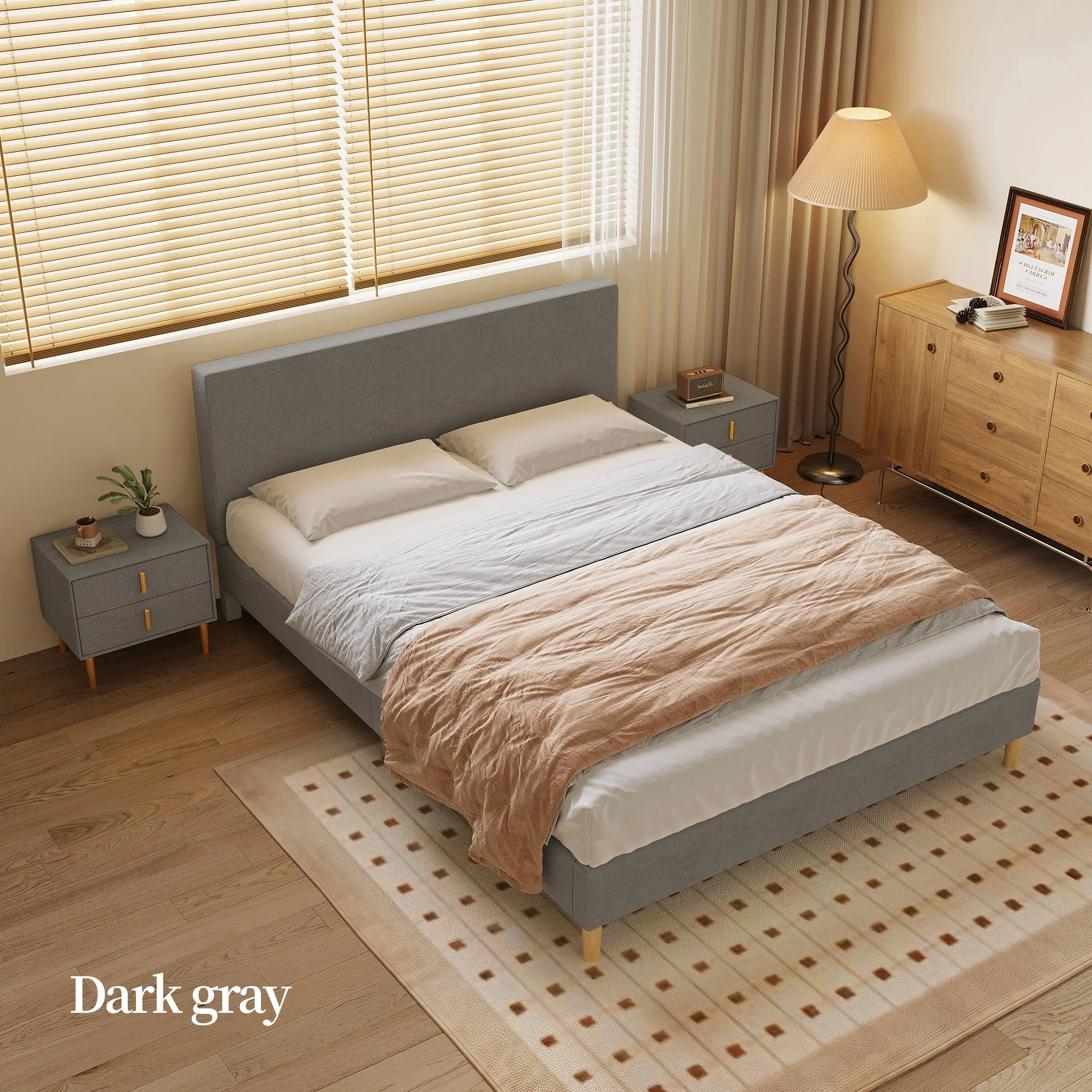 Cotton Linen Fabric Queen size bed