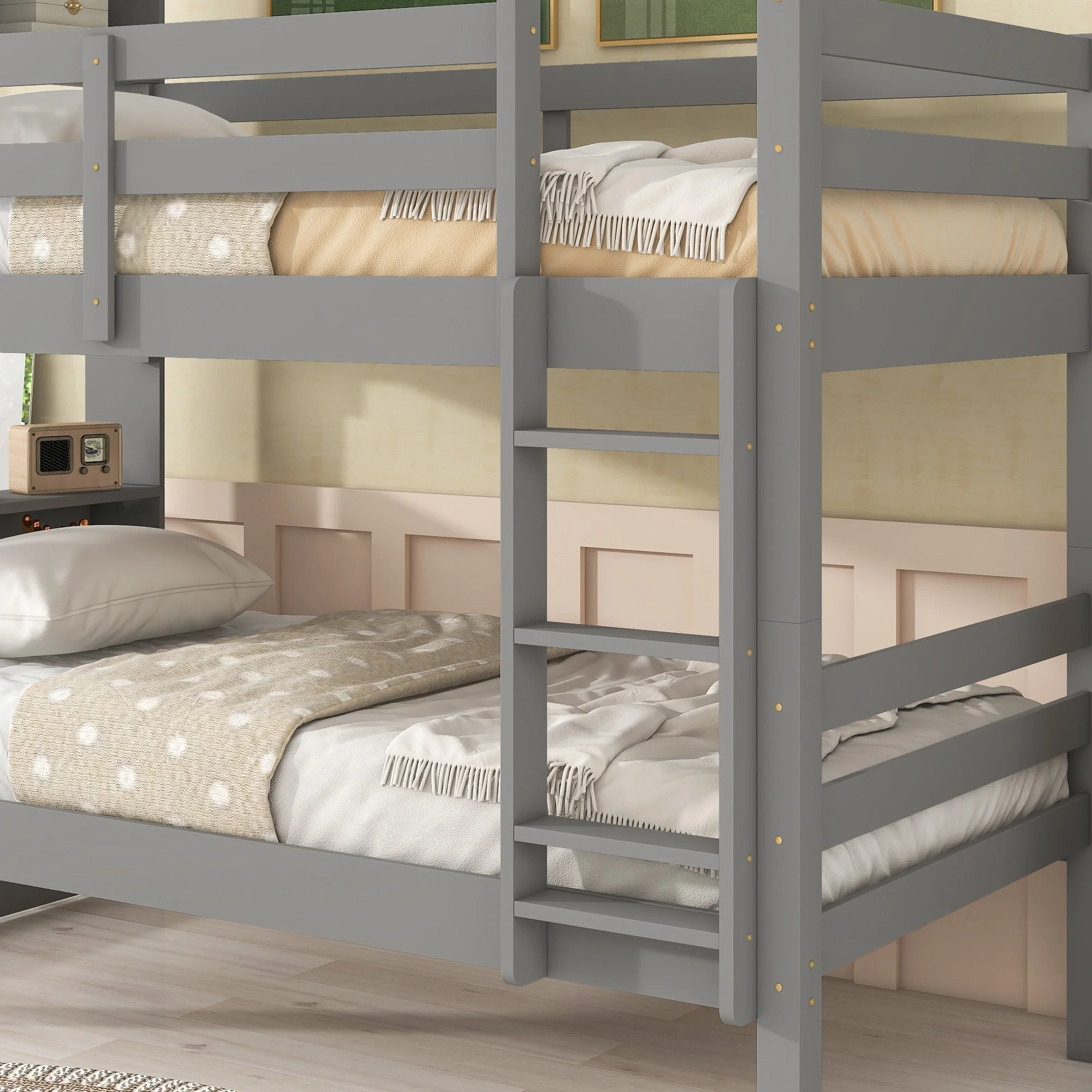 Bunk Beds with Bookcase Headboard