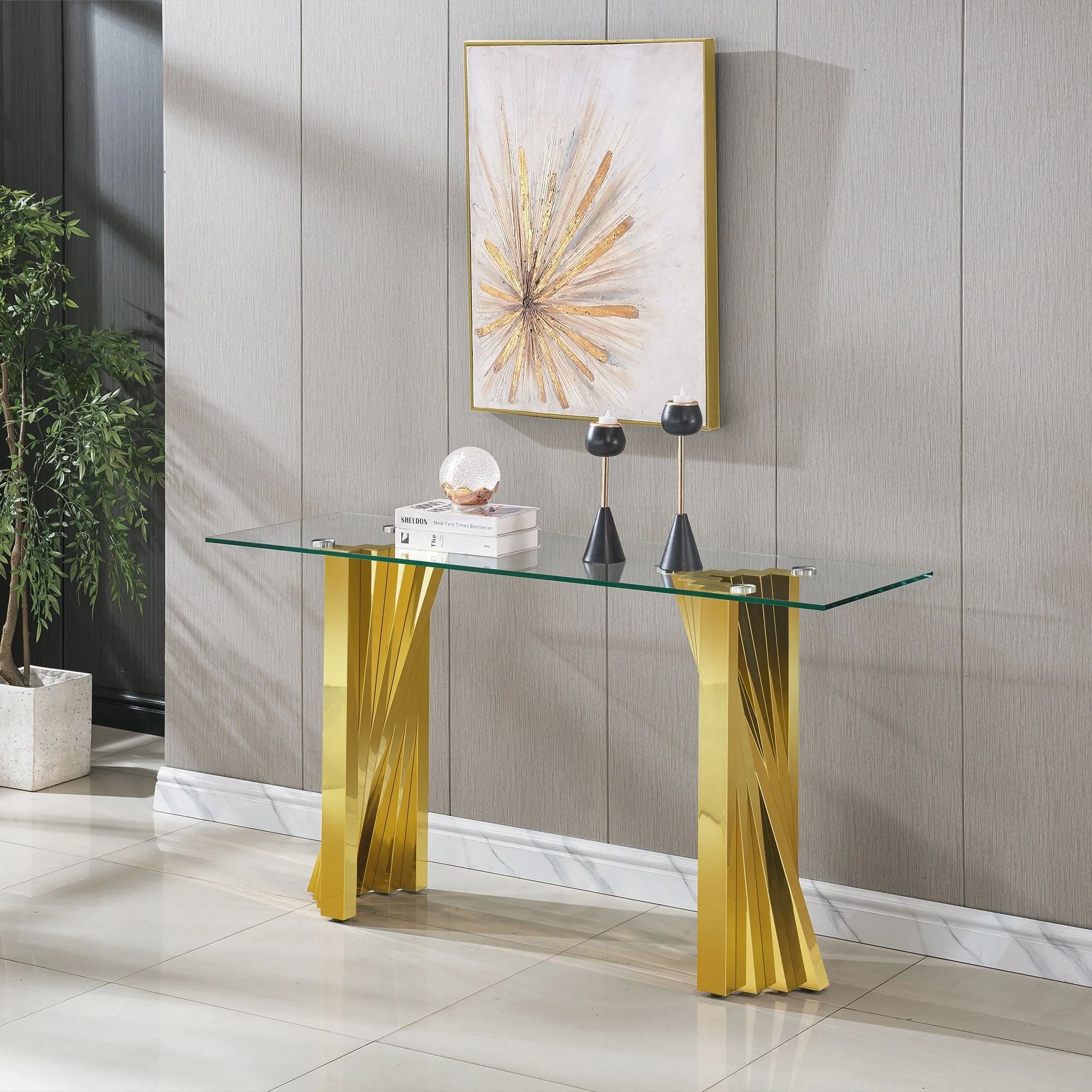 Modern Tempered Glass Console Table