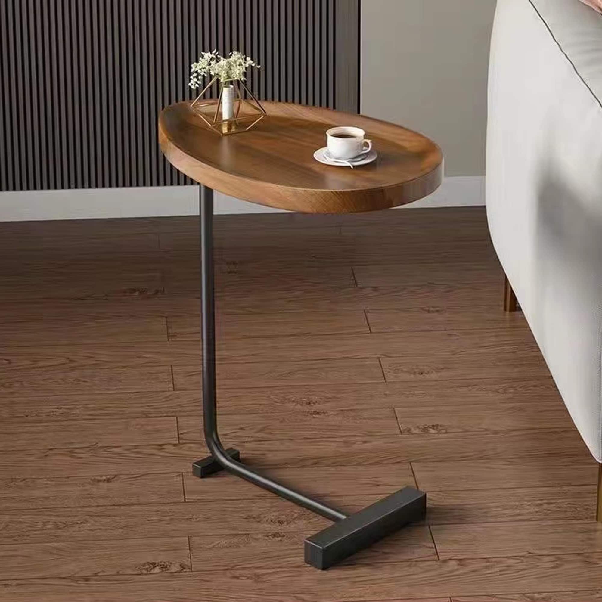 Brown C-shaped Side Table