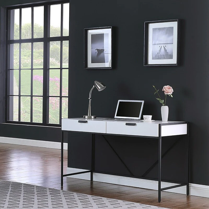 Indi White Desk 2 Drawer