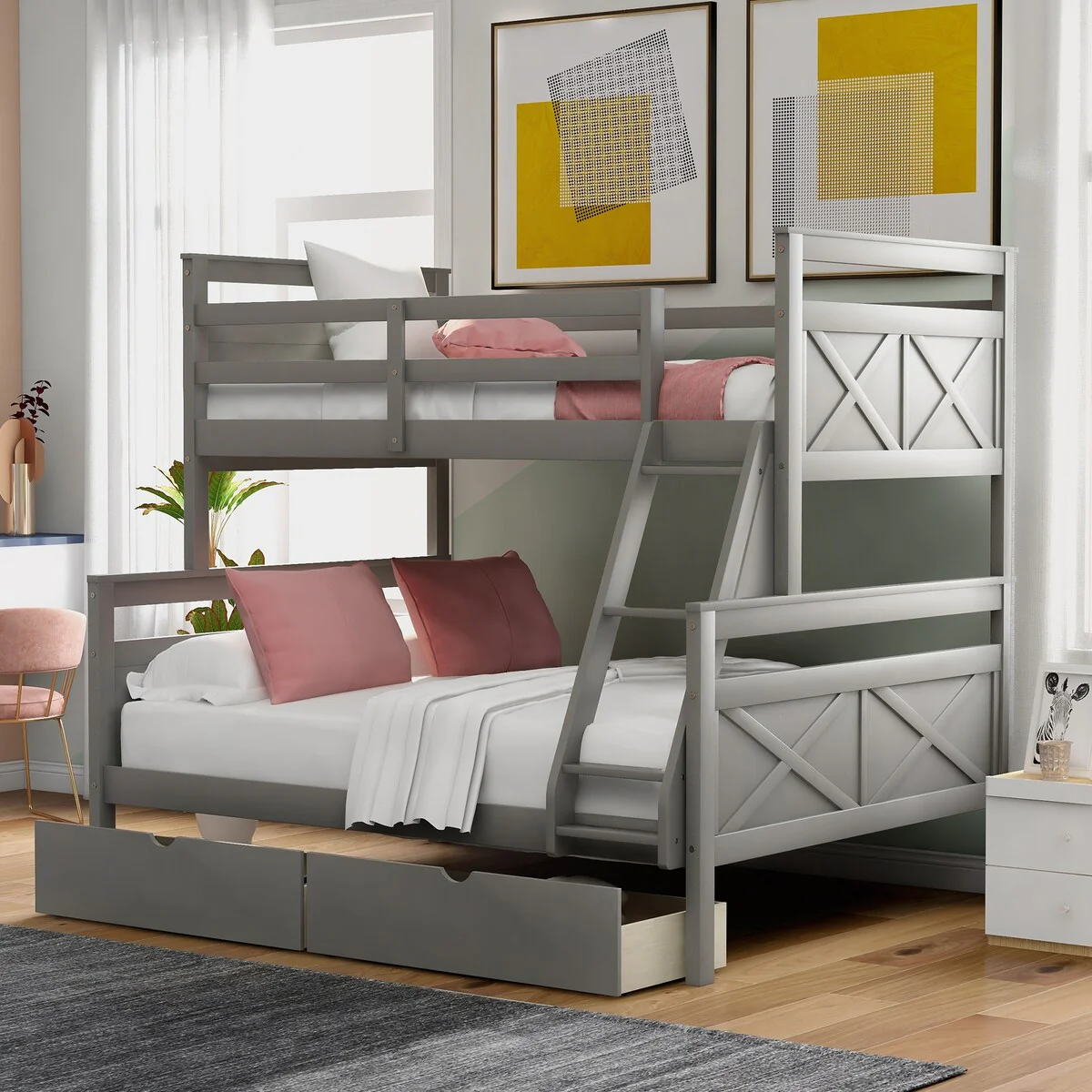 Twin over Full Bunk Bed with Ladder