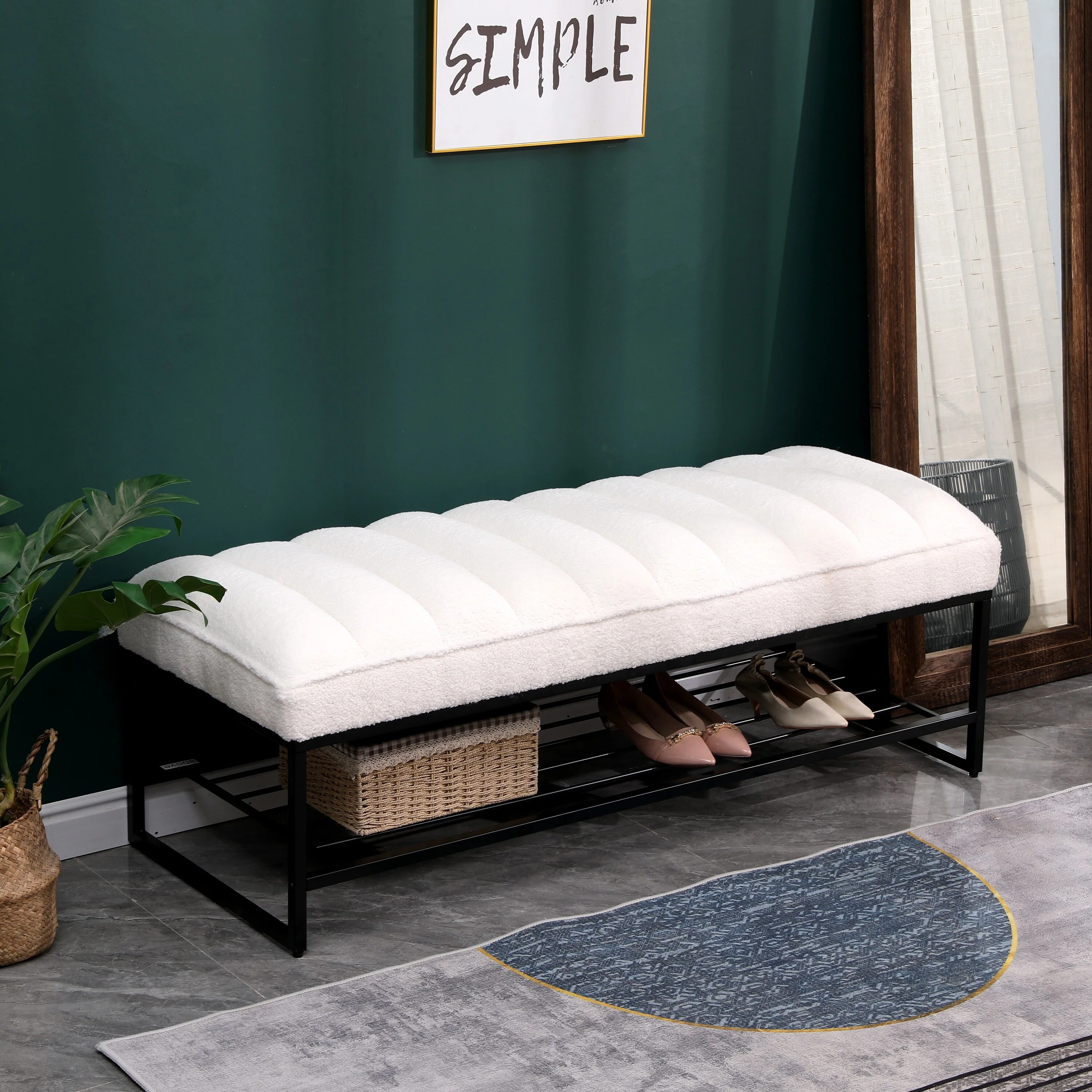 Channel Tufted Bench