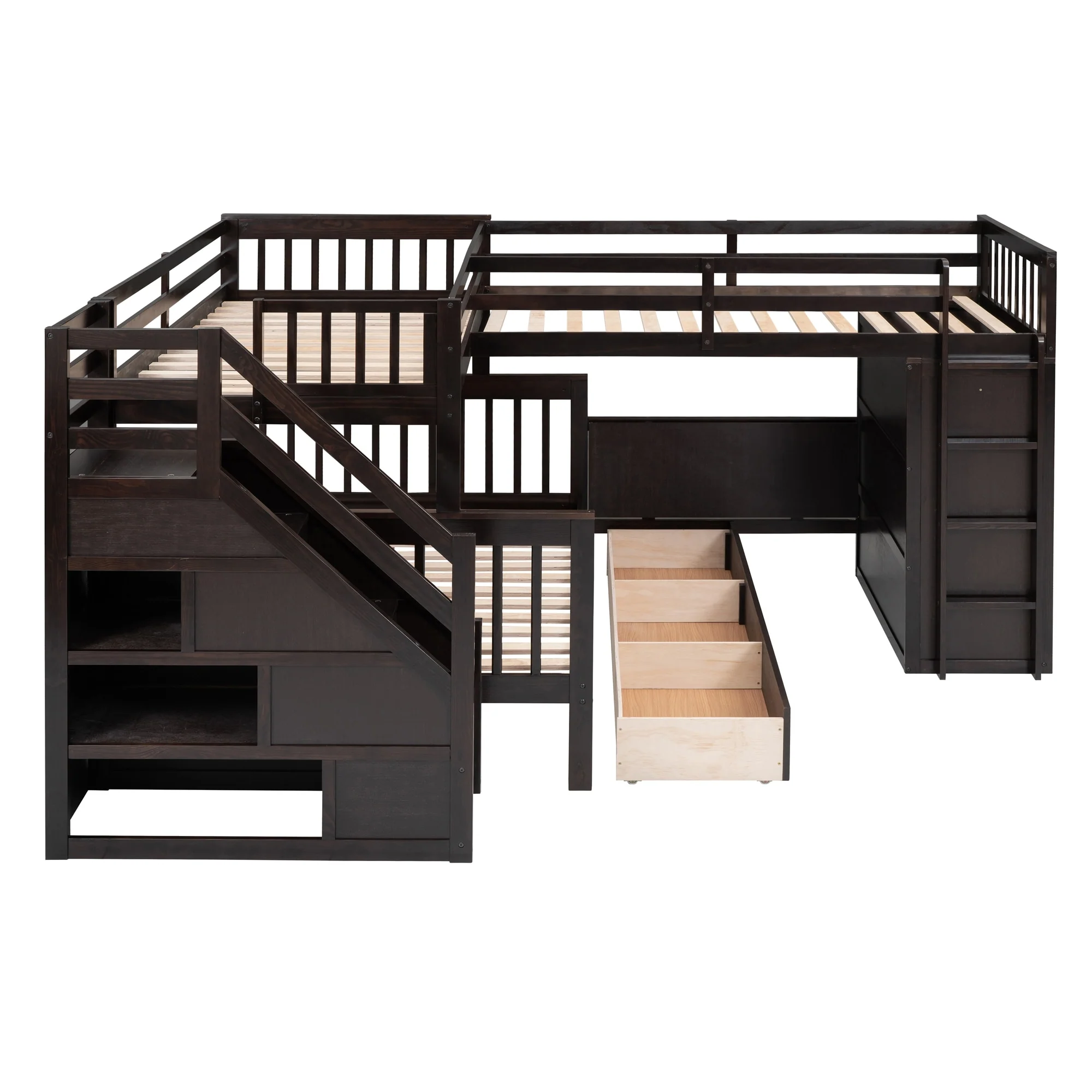 L-Shaped Bunk Bed With 3 Drawers