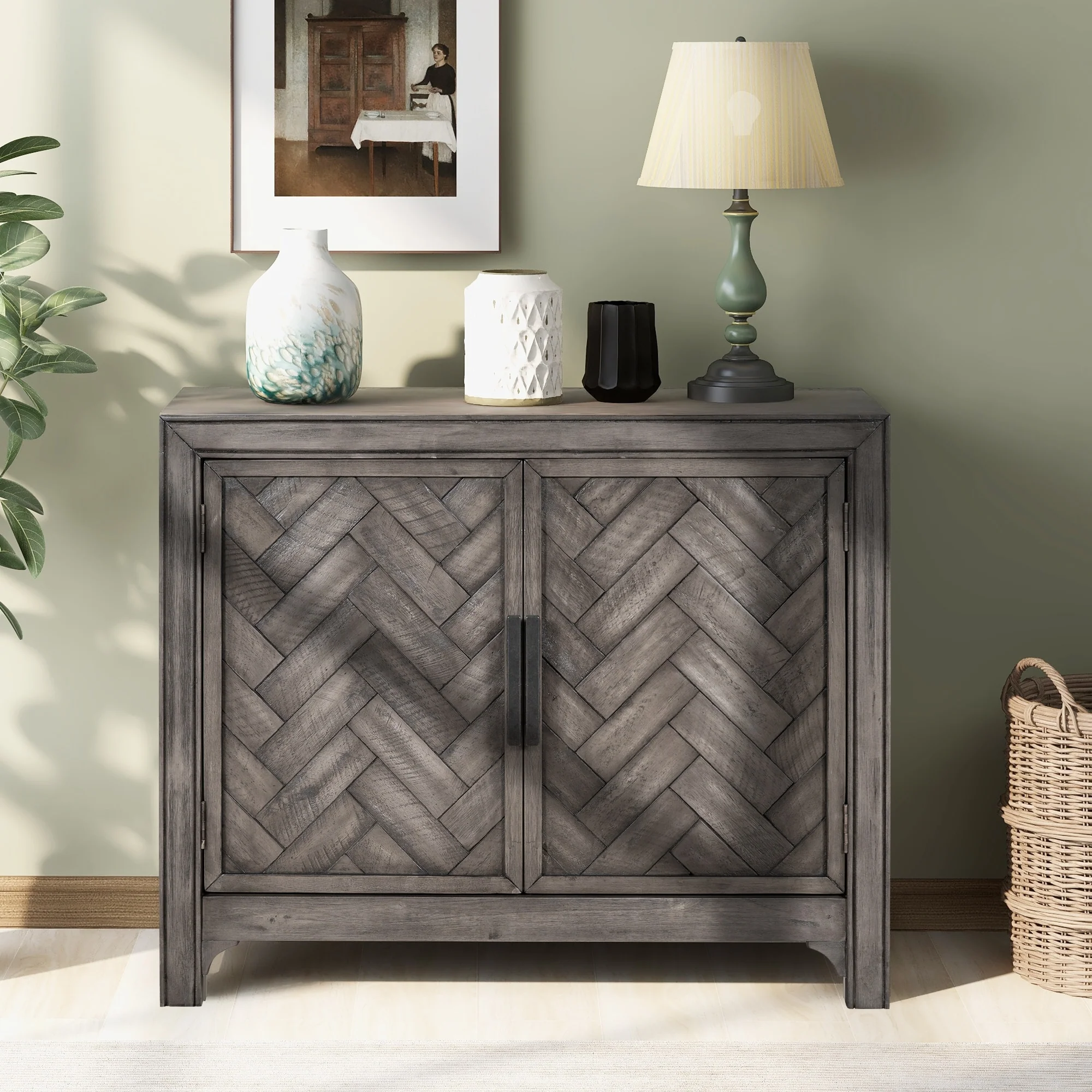 Modern Console Table with 2 Shelves