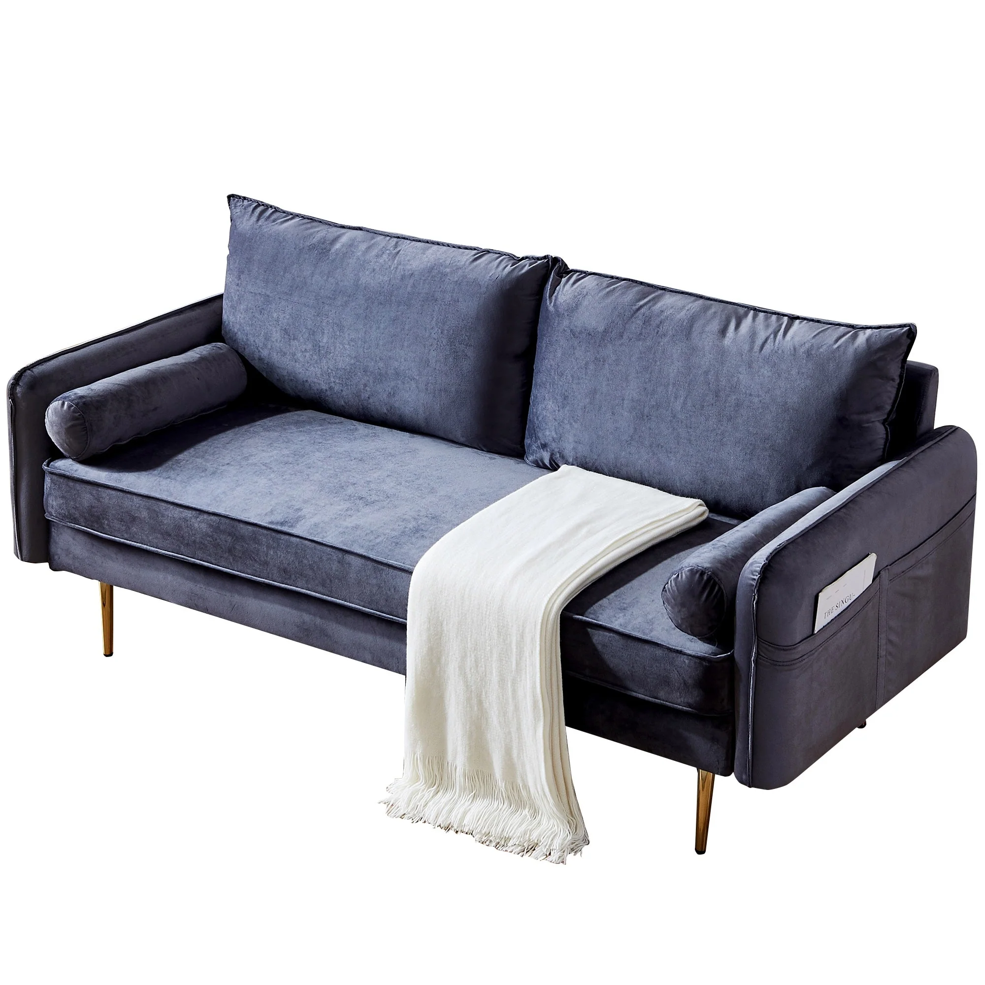 Velvet Fabric sofa with pocket