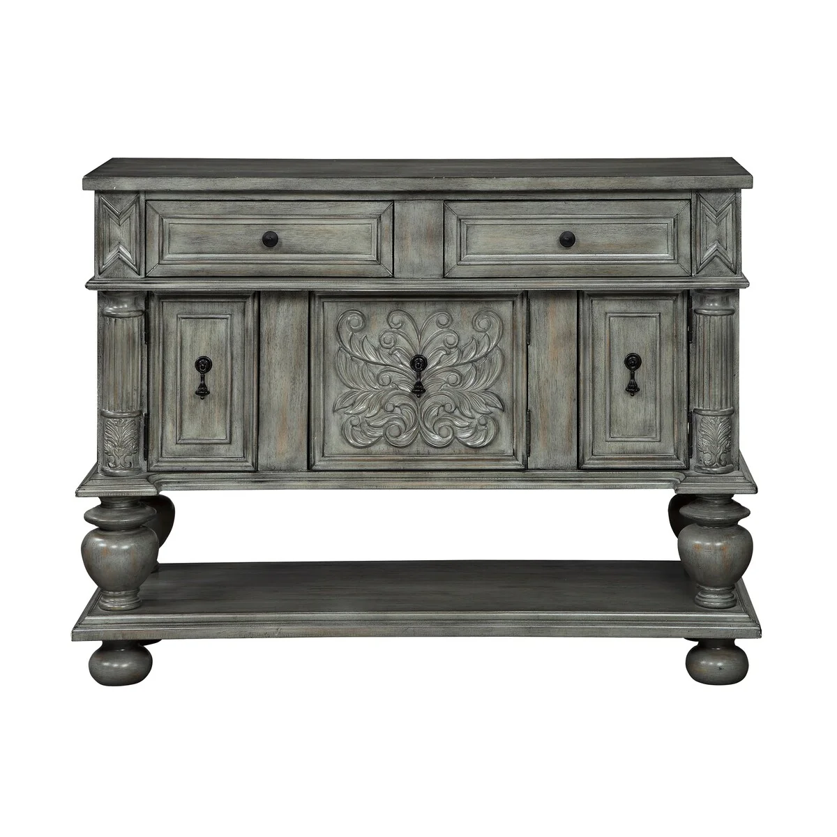 Somette Three Door Two Drawer Grey Console