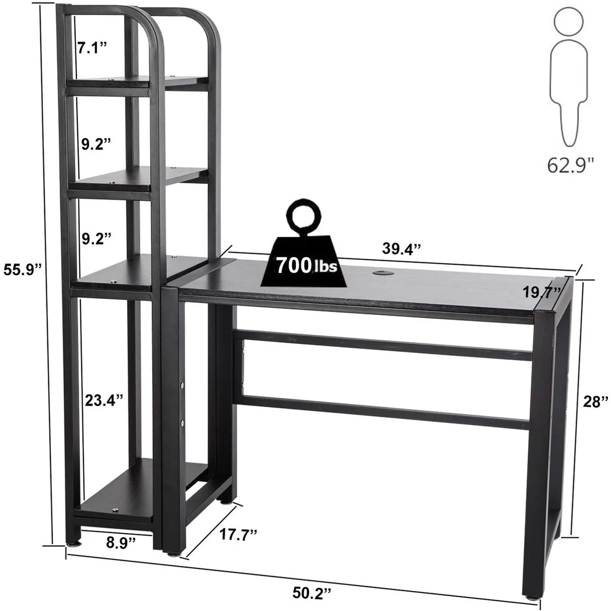 Computer Desk Carbon Steel, Black