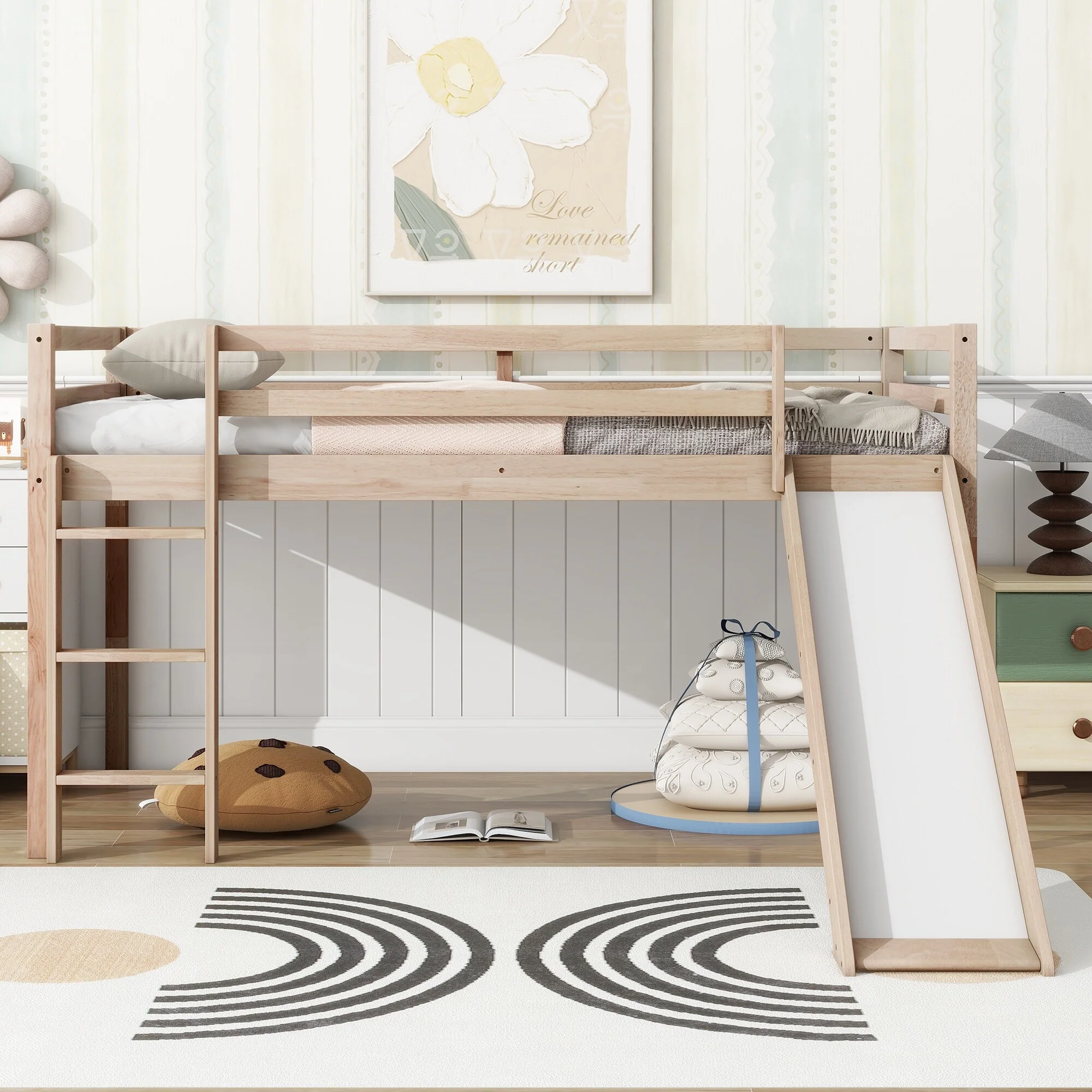 Low Loft Bed with Slide