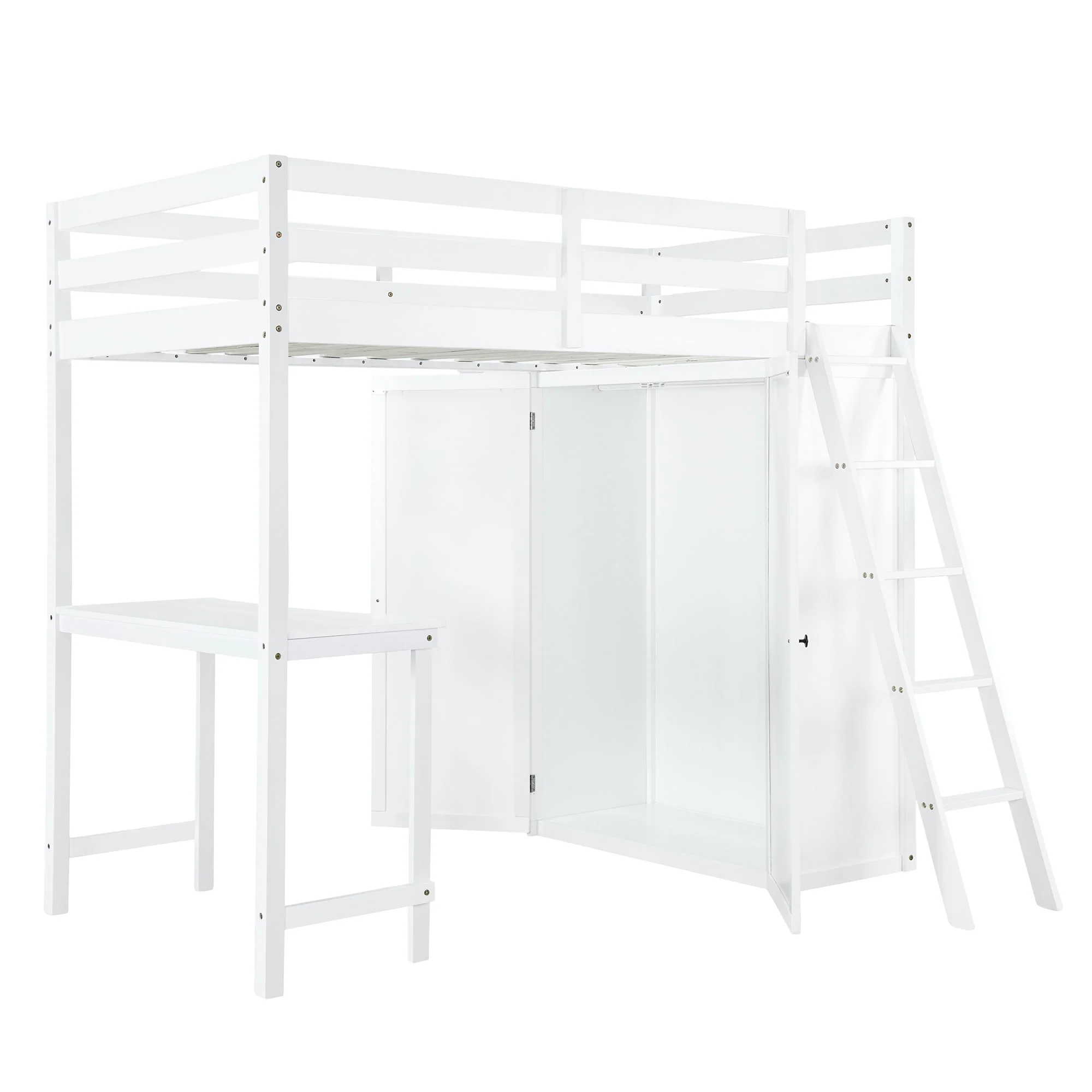 Loft Bed with Wardrobe and Desk