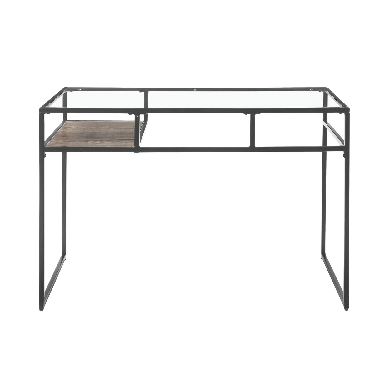 Writing Desk, Clear Glass & Grey