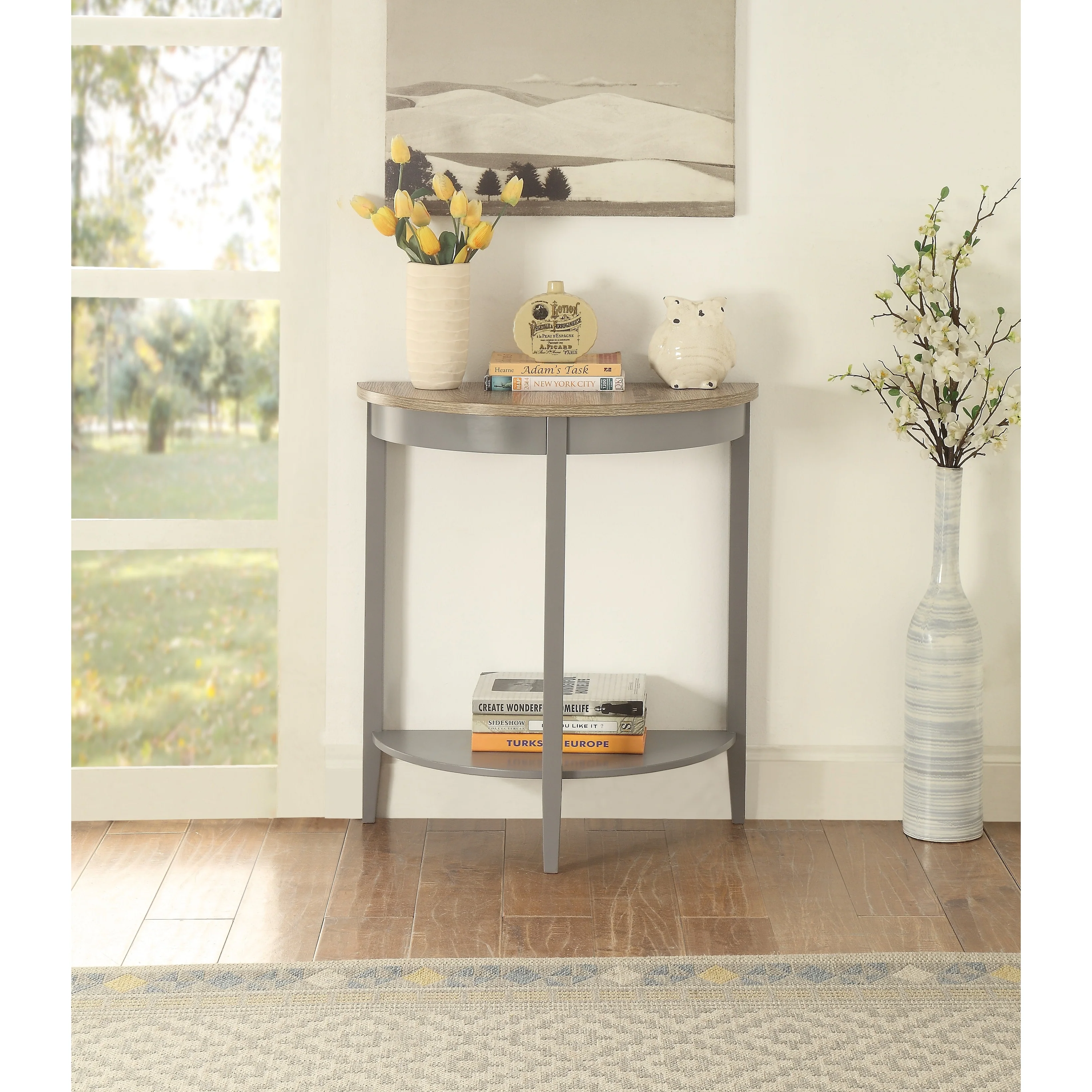 Gray Oak Console Table