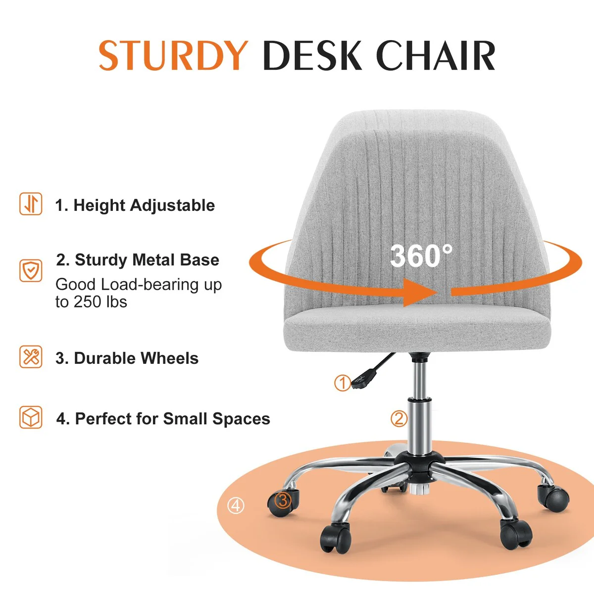 Armless Home Office Desk Chair