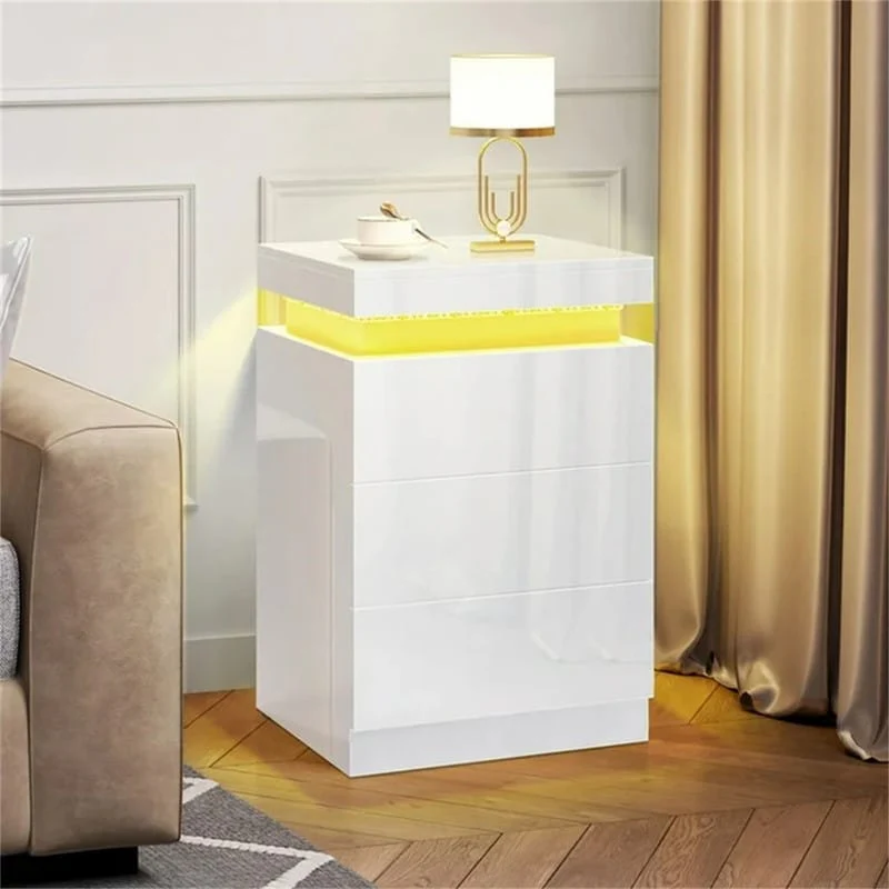 High Gloss Nightstand Bedside Table