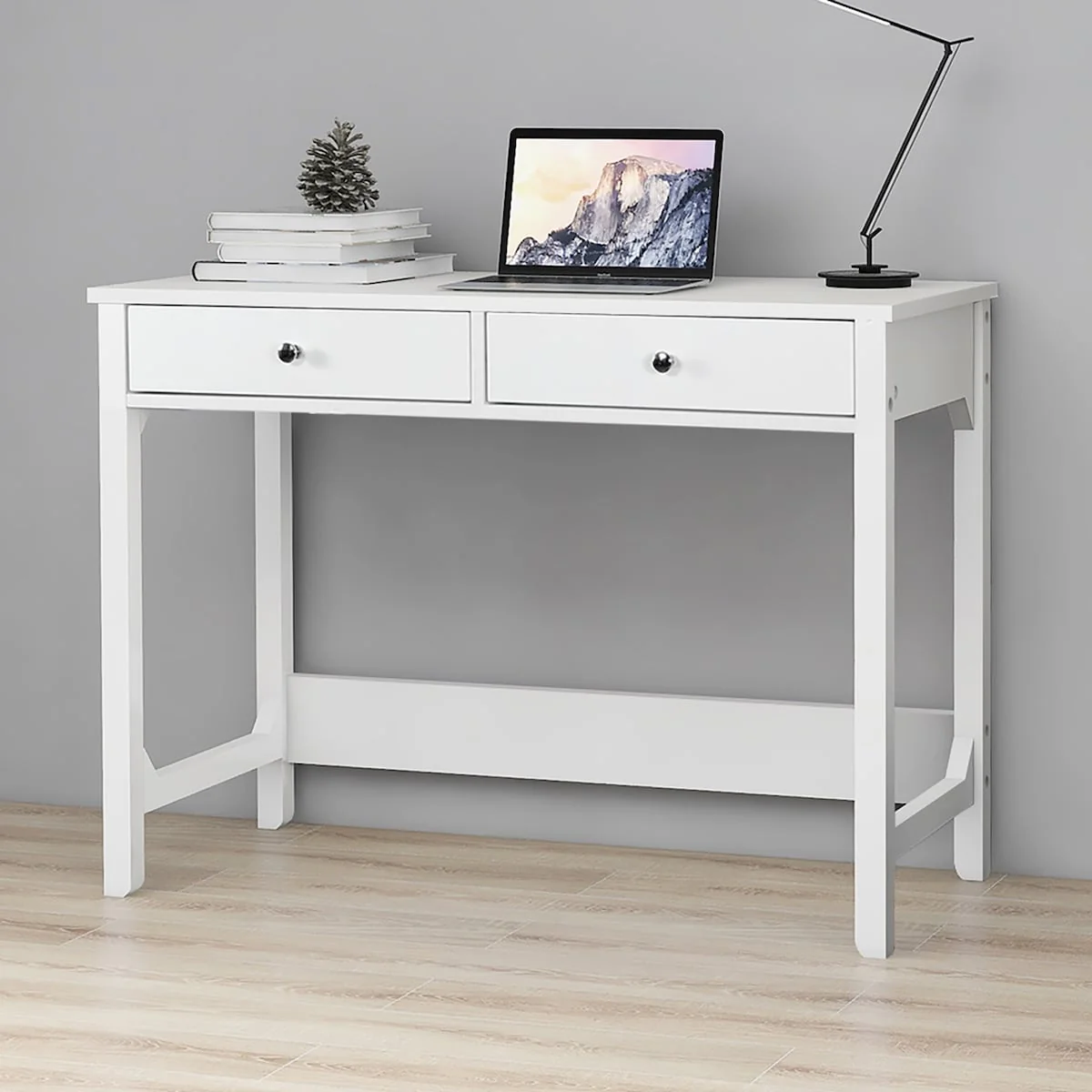 White Writing Desk with 2 Drawers