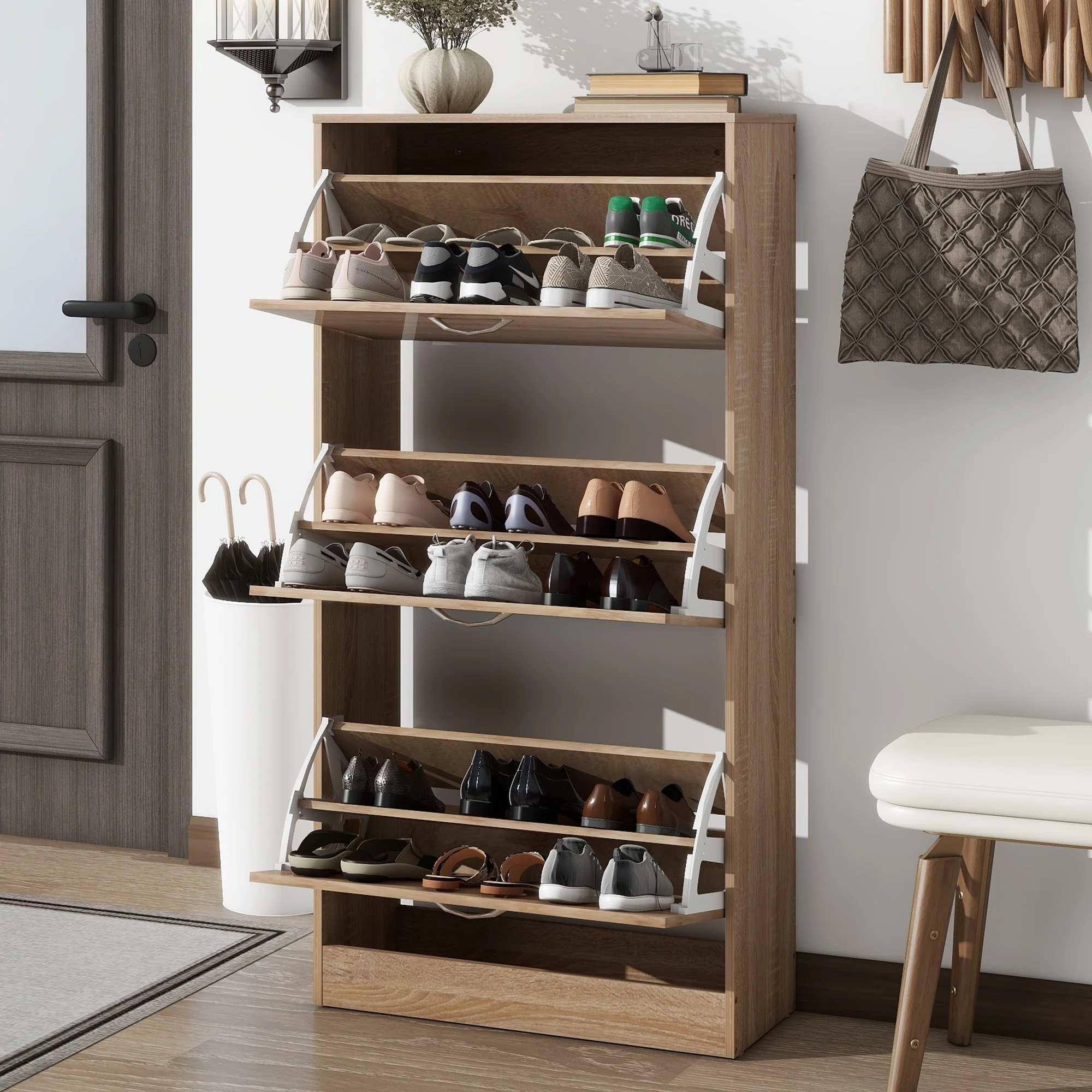 Wood Shoe Rack Storage Organizer