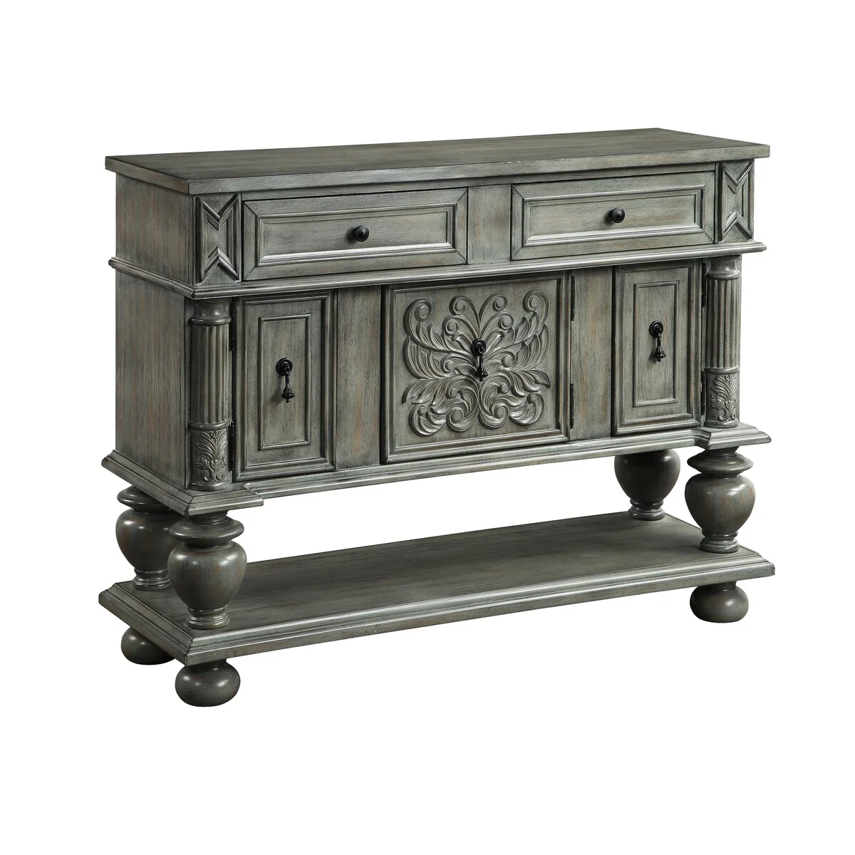 Somette Three Door Two Drawer Grey Console