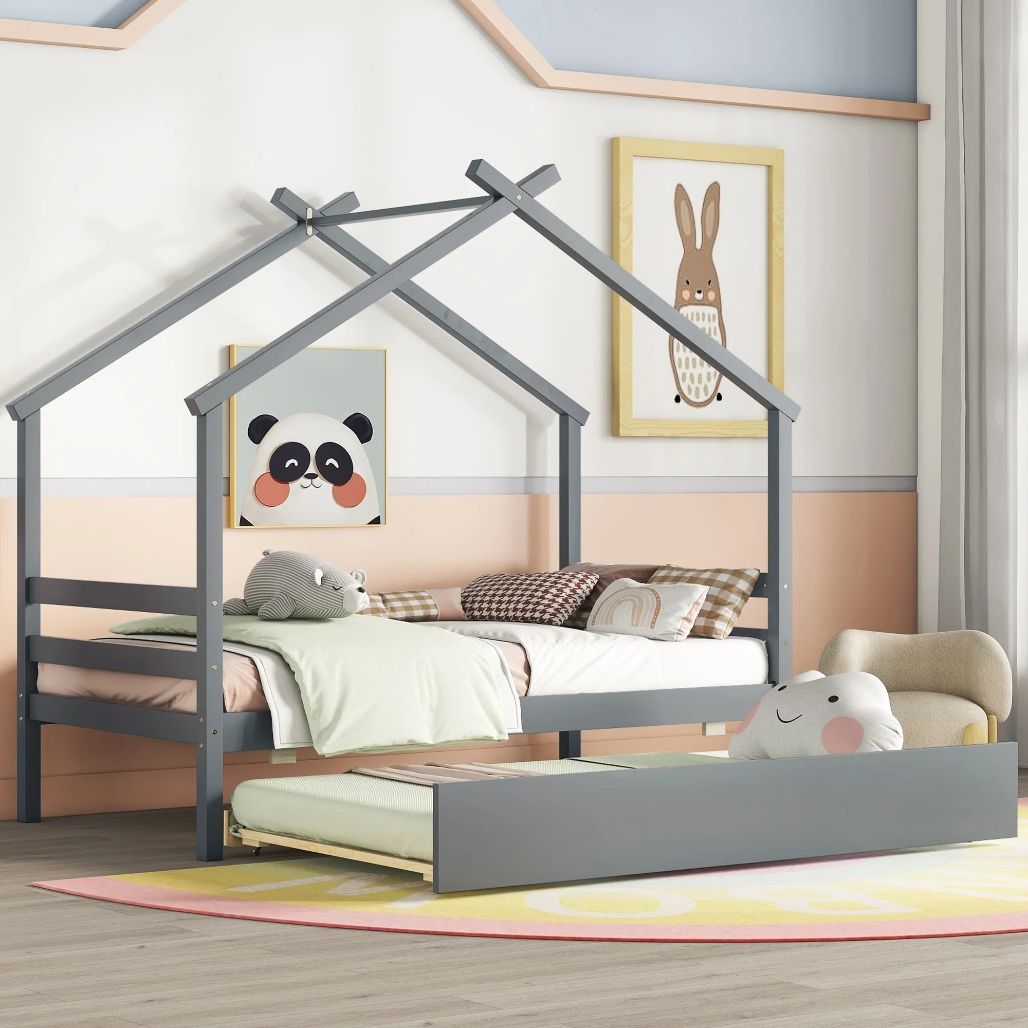 House-shaped Bed with Trundle