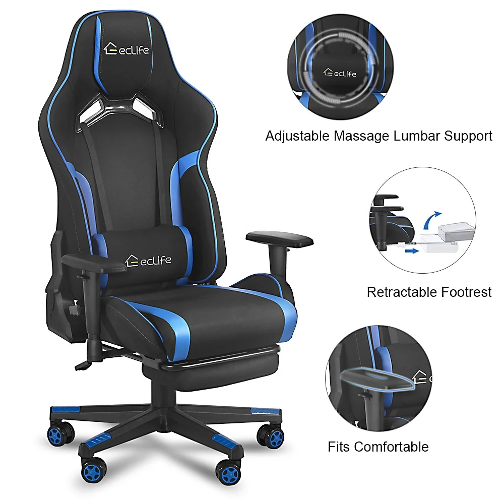Massage Gaming Chair, Blue