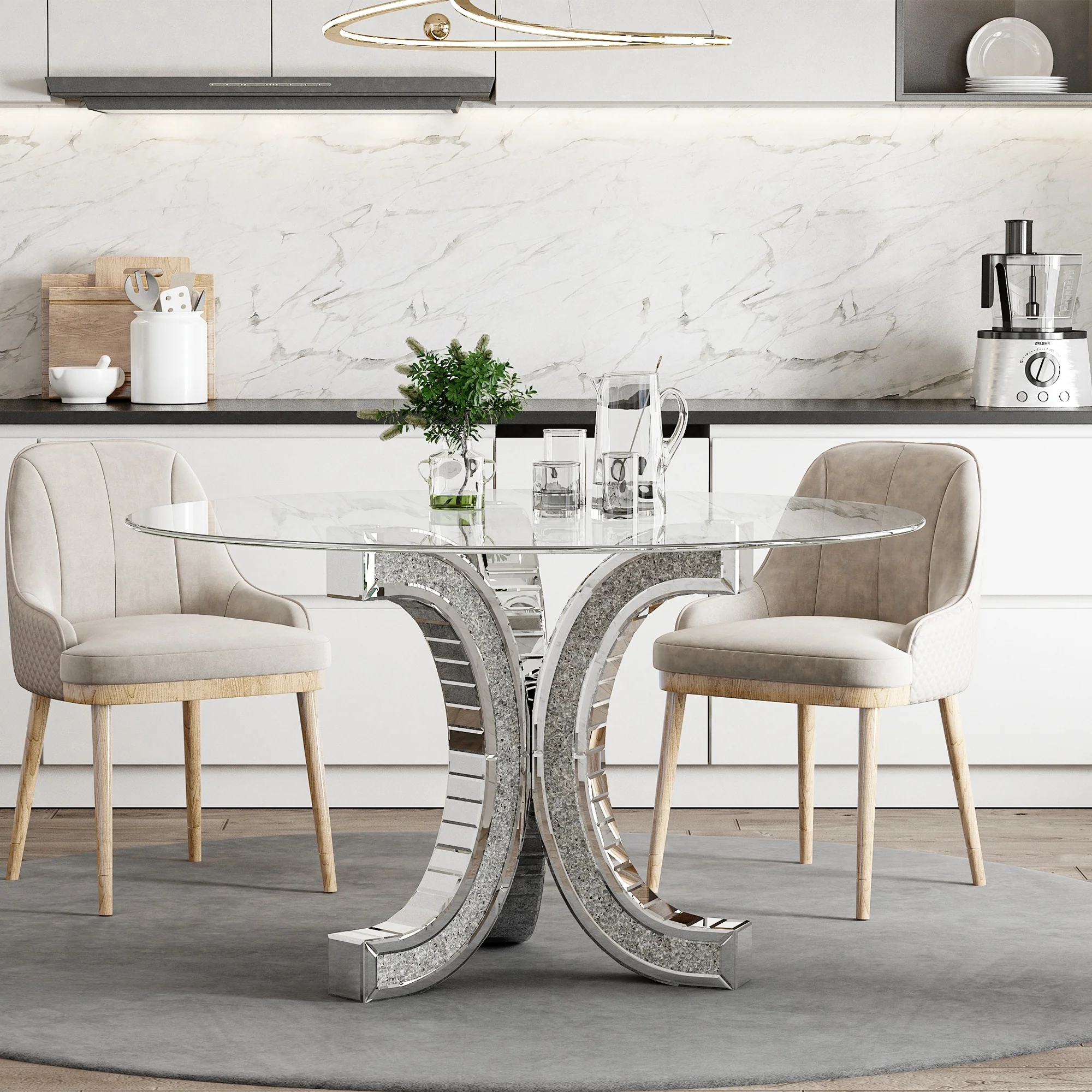 Round Glass Top Dining Table