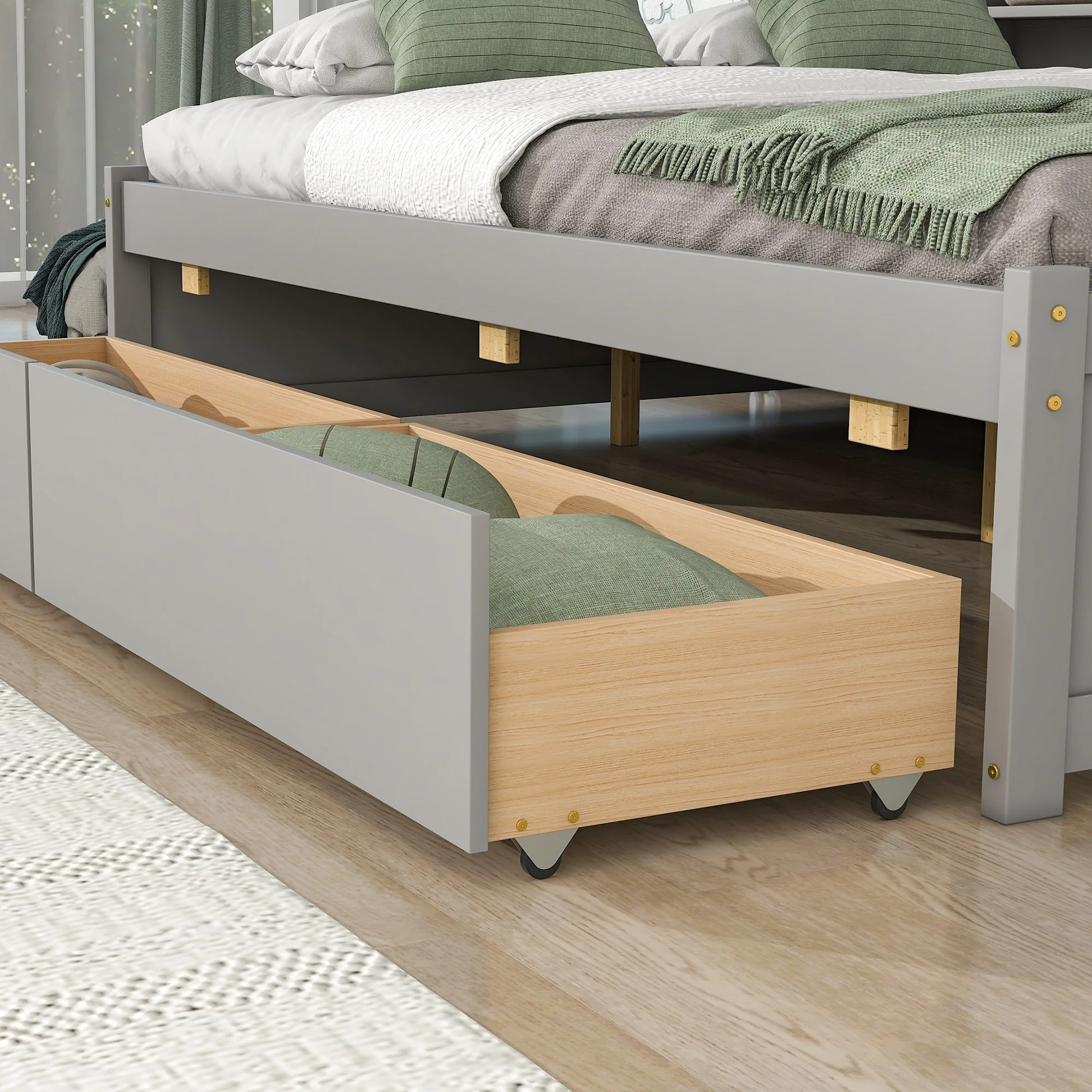 Bed with Side Bookcase