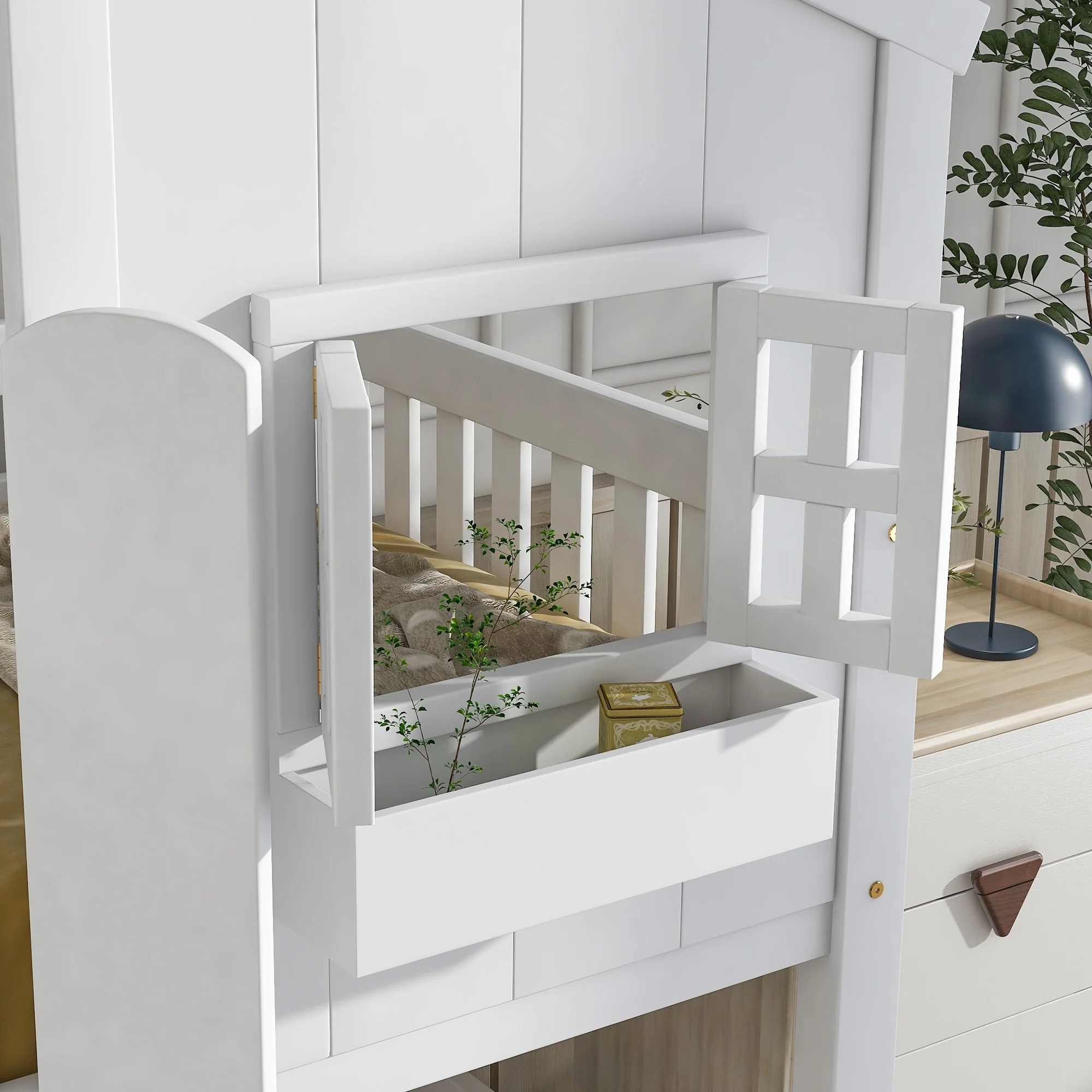 House Bunk Bed with Roof
