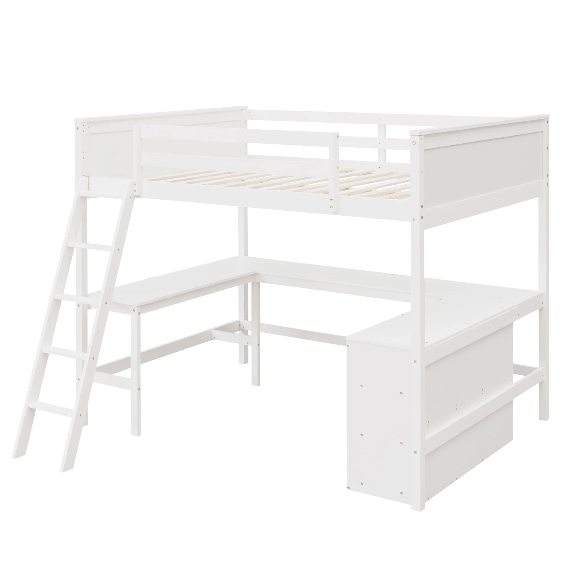 Loft Bed with Shelves and Desk