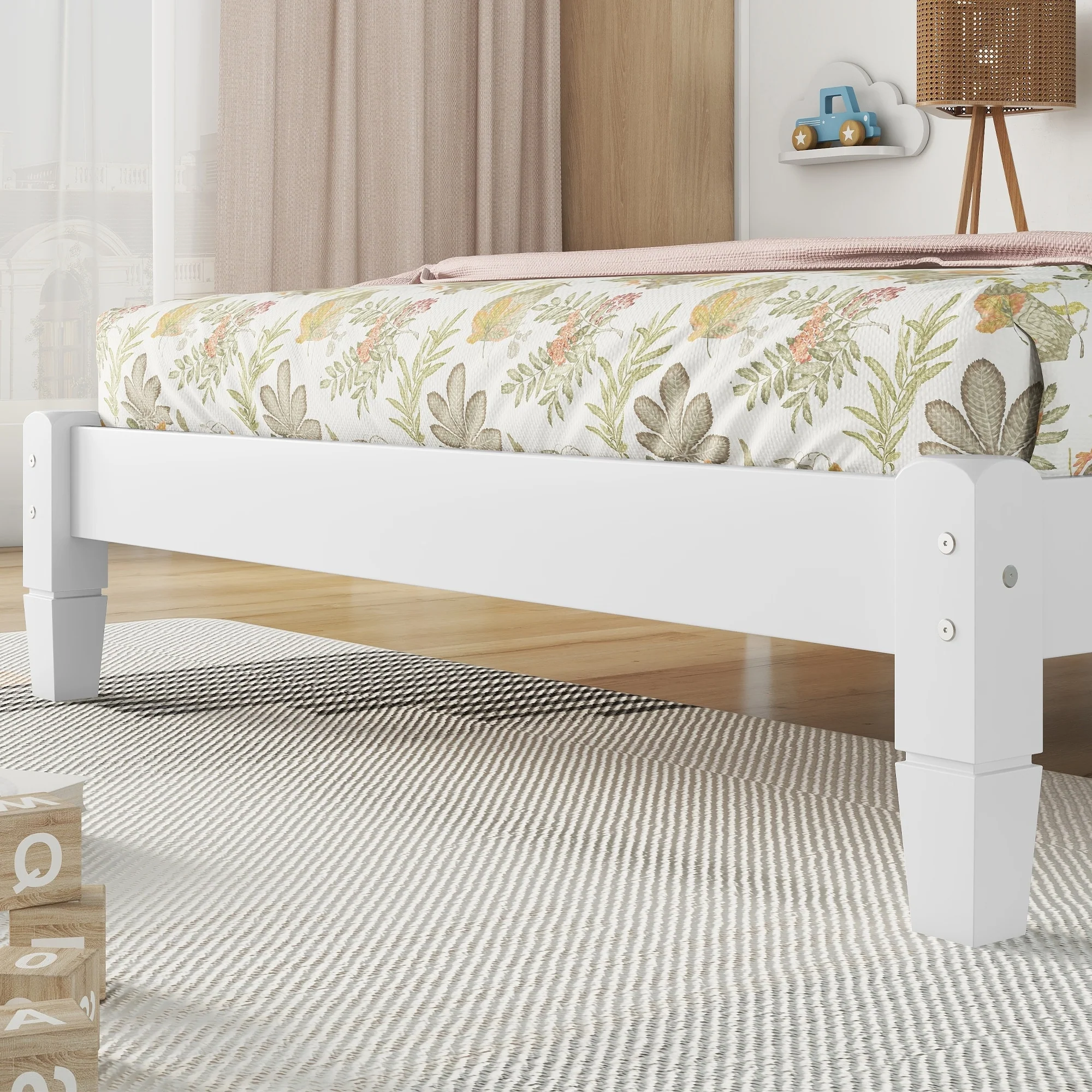 Bed with Button-Decoration Headboard