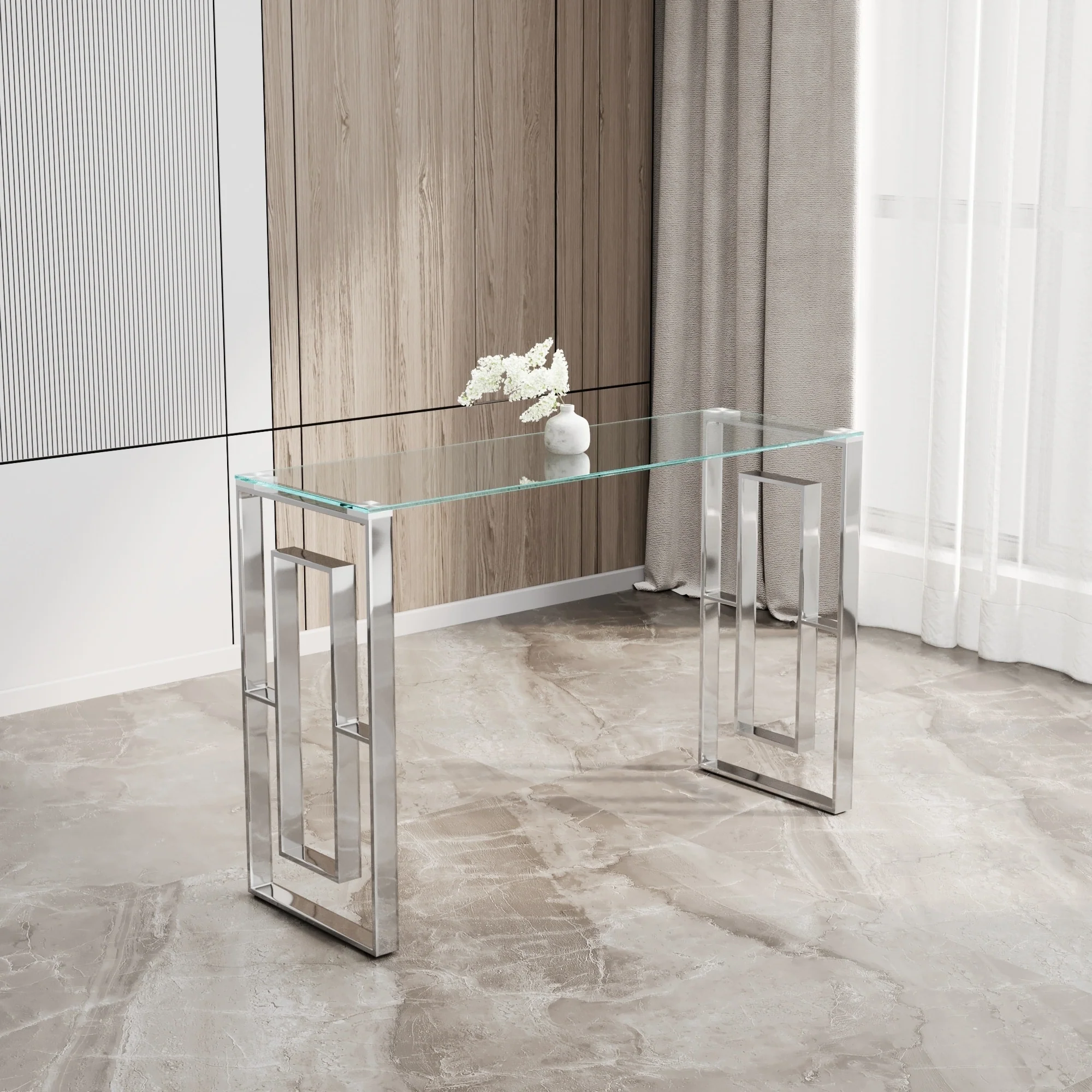Console Table Stainless Steel Glass