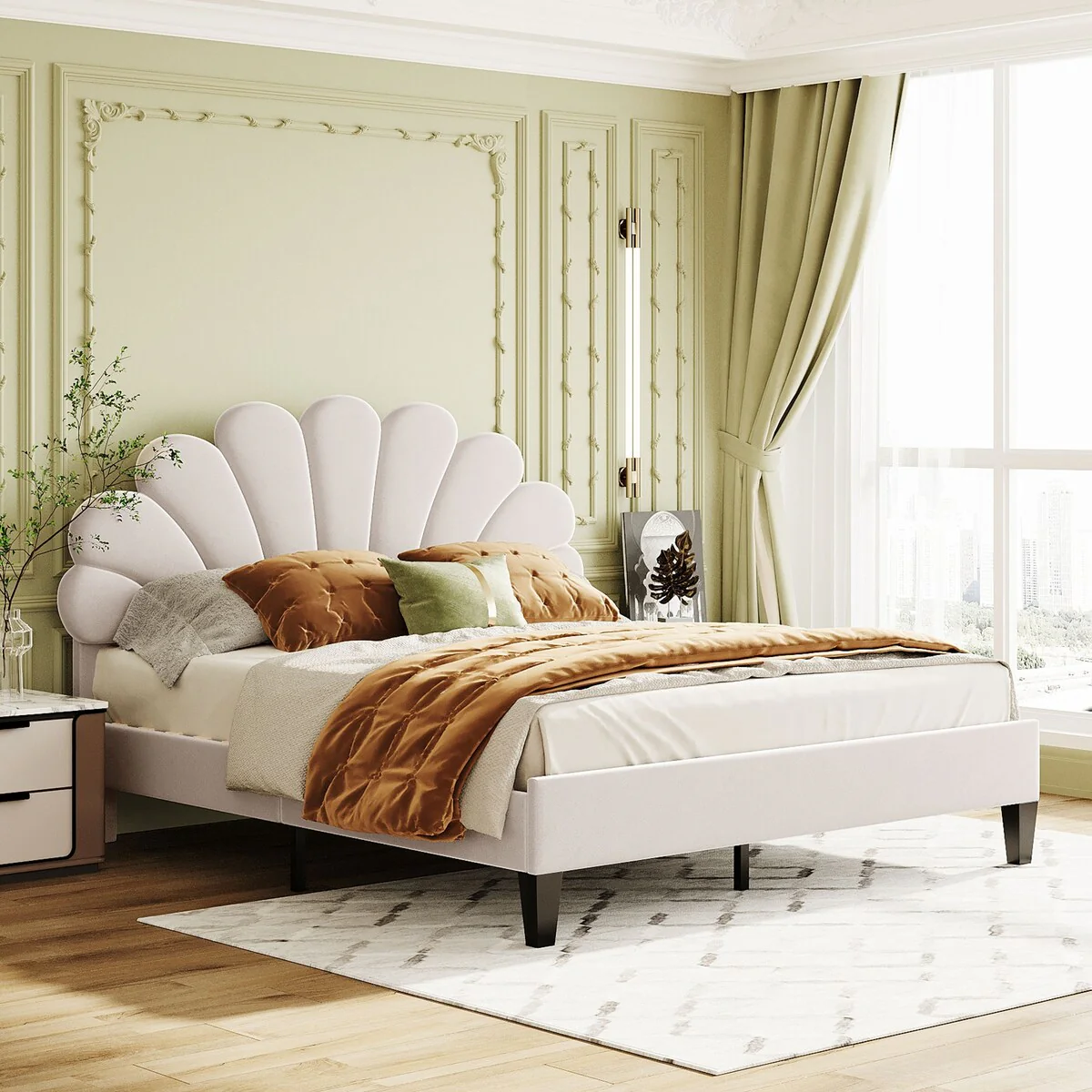 Queen Size Upholstered Platform Bed