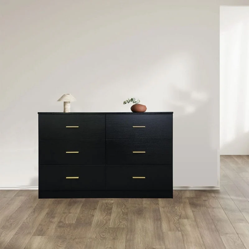 Modern Black 6-Drawer Dresser