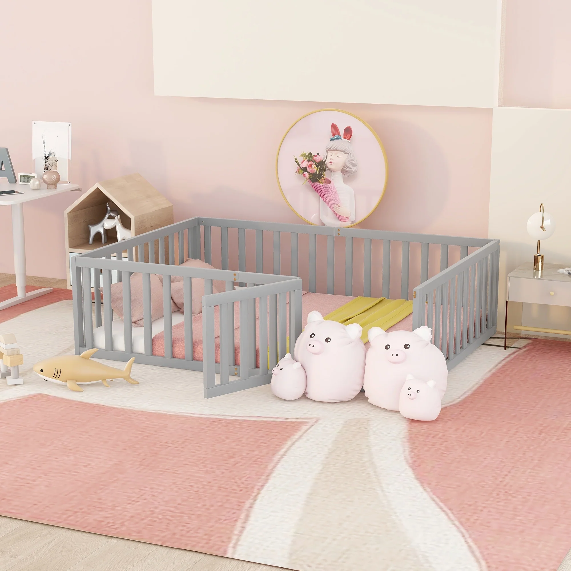 Wood Daybed Frame with Fence